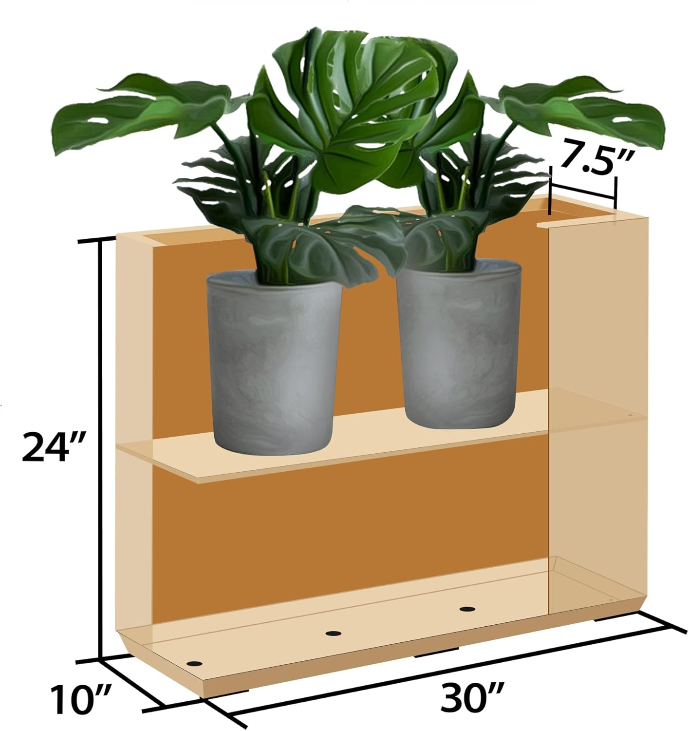 Metallic Heavy Outdoor Planter Box, Span Planter, Long and Tall Divider Planter, 30Lx10Wx24H, Coral Peach, Seamless 30.8 Pounds