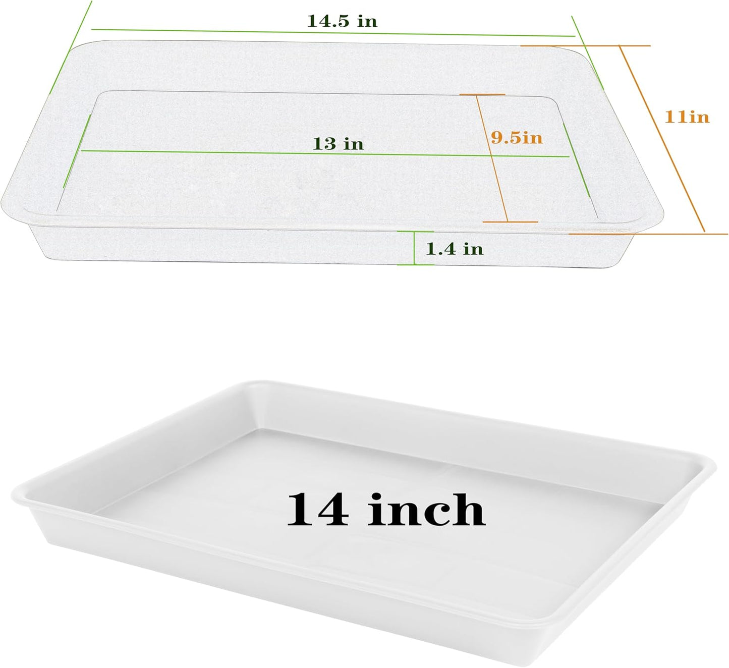 4 Pack Plant Saucer Tray, Plant Growing Nursery Trays, Heavy Sturdy Seed Starting Trays, Plant Starter Trays for Indoors No Holes, Seed Starter Growing Tray (17.5"x10.6", Creamy White)