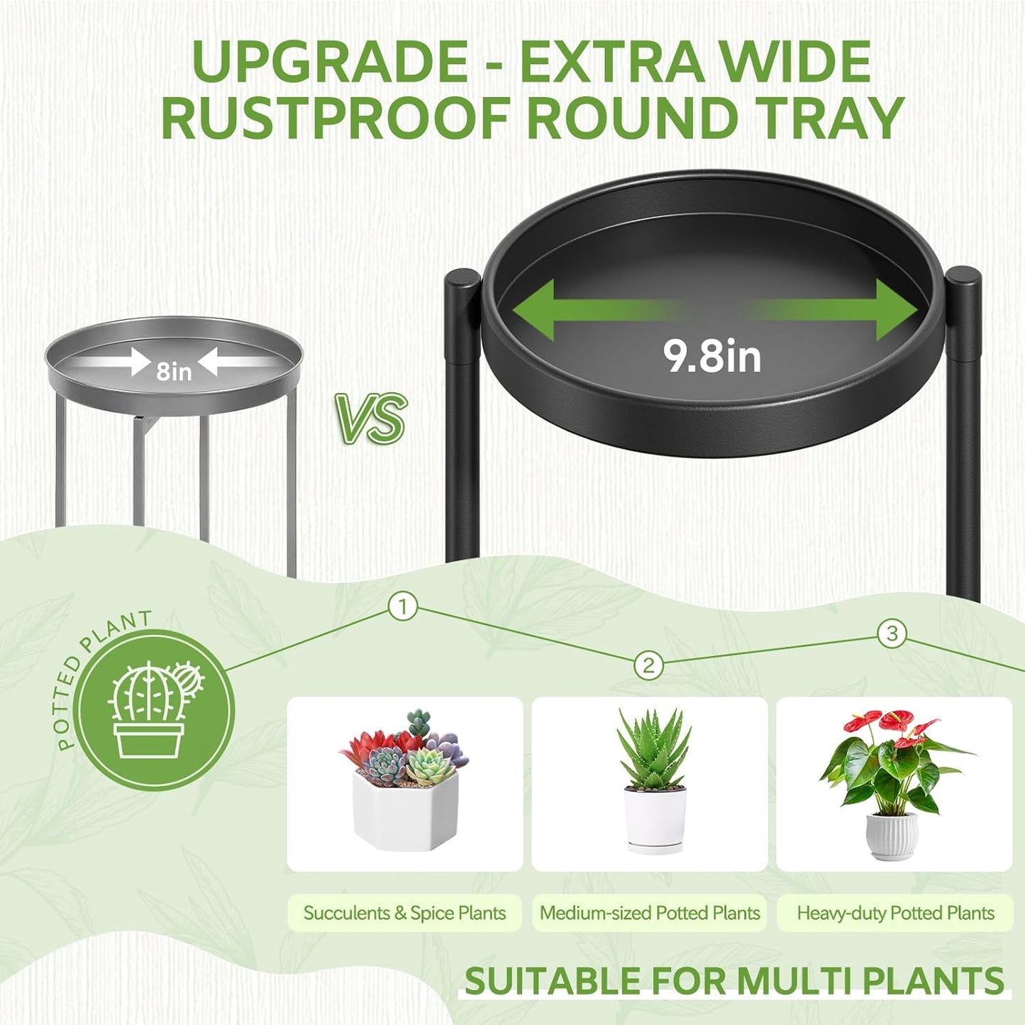 iDavosic.ly 7 Tier Large Plant Stand Indoor with 10 Inch Wide Tray, Tiered Corner Metal Outdoor Flower Display Holder Shelf, Folding Tall Rack for Patio Porch Living Room, Modern Black