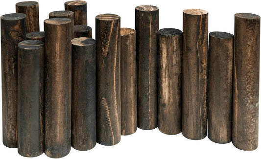 Wood Garden Fence, Natural Wooden Solid Log Edging Border Decorative for Flower Bed Barriers and Landscape Fencing