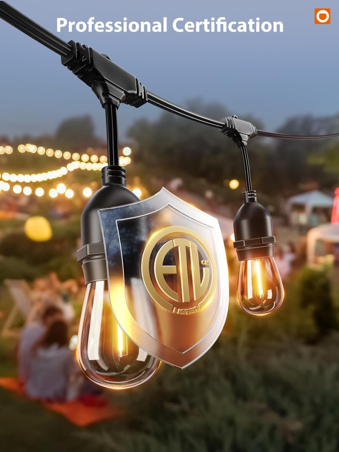 addlon 72FT(36FT*2) LED Outdoor String Lights with Edison Shatterproof Bulbs Commercial Grade Patio Cafe Light, ETL Listed Weatherproof Strand 24 Hanging Sockets for Bistro Backyard