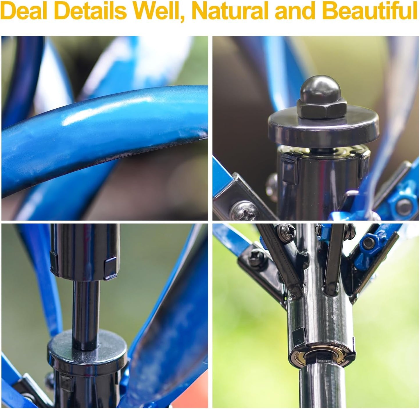 LimeHill Wind Spinner for Yard and Garden - Large Metal Kinetic Wind Sculptures for Outdoor Decorations (Blue Magnolia)