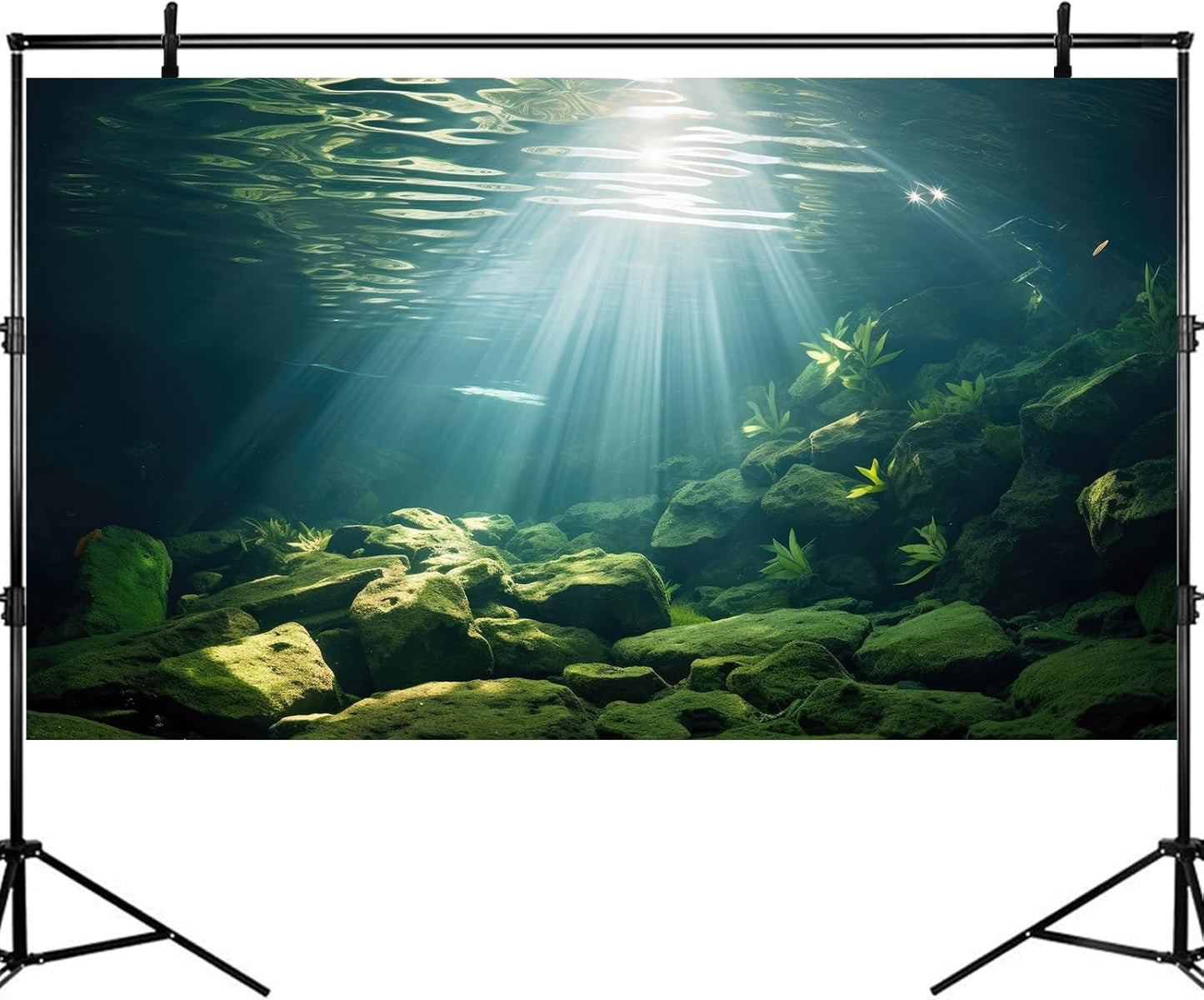 Under The Sea Aquarium Background Aquatic Plants Deep Sea Fish Tank Background Underwater Sunray Rock Terrarium Backgrounds Deep Ocean Floor Tropical Fish Tank Backgrounds 72x24in