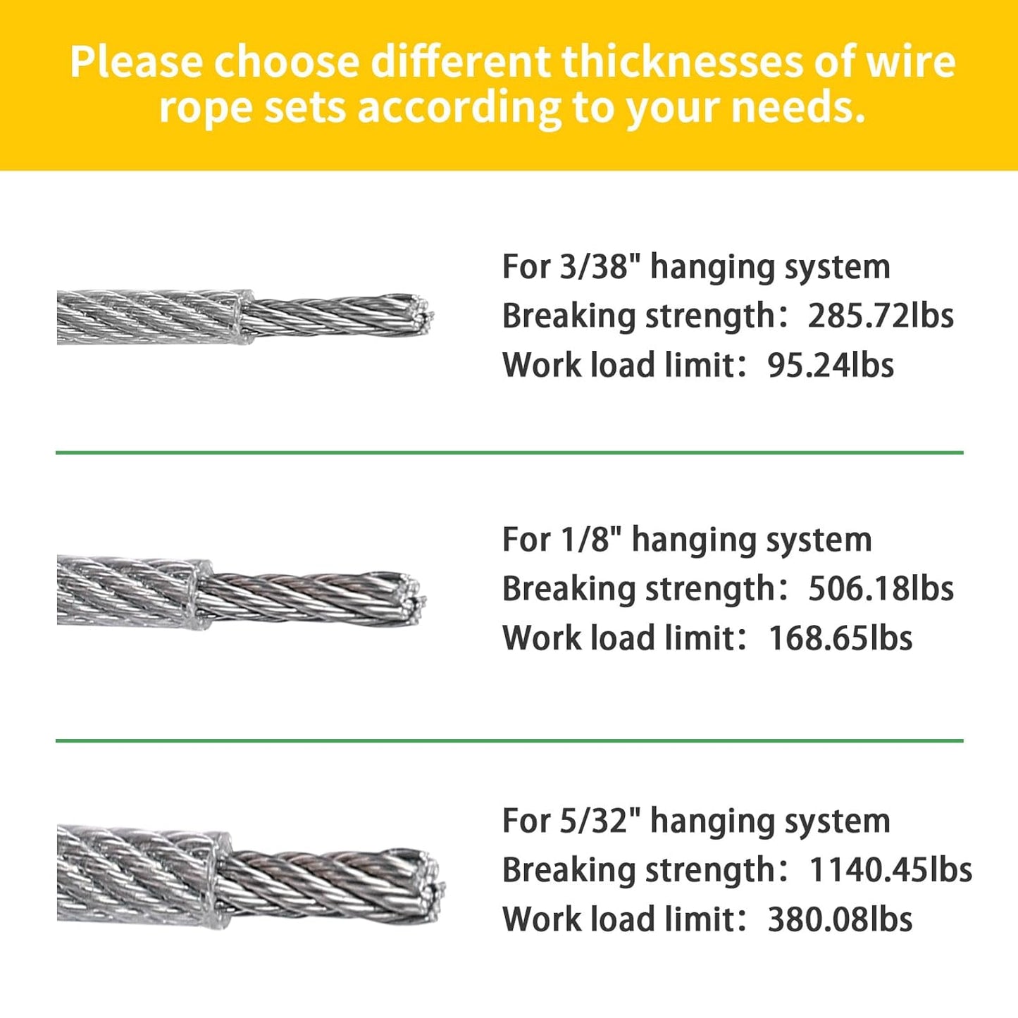 3/38" Wire Cable Rope Kit ，Vinyl Coated 304 Stainless Steel Wire – 300FT 7x7 Strand Cable with Turnbuckles，Shade Sail & Hanging Lights Hardware Kit for Outdoor, Garden,Patio, Crafts,