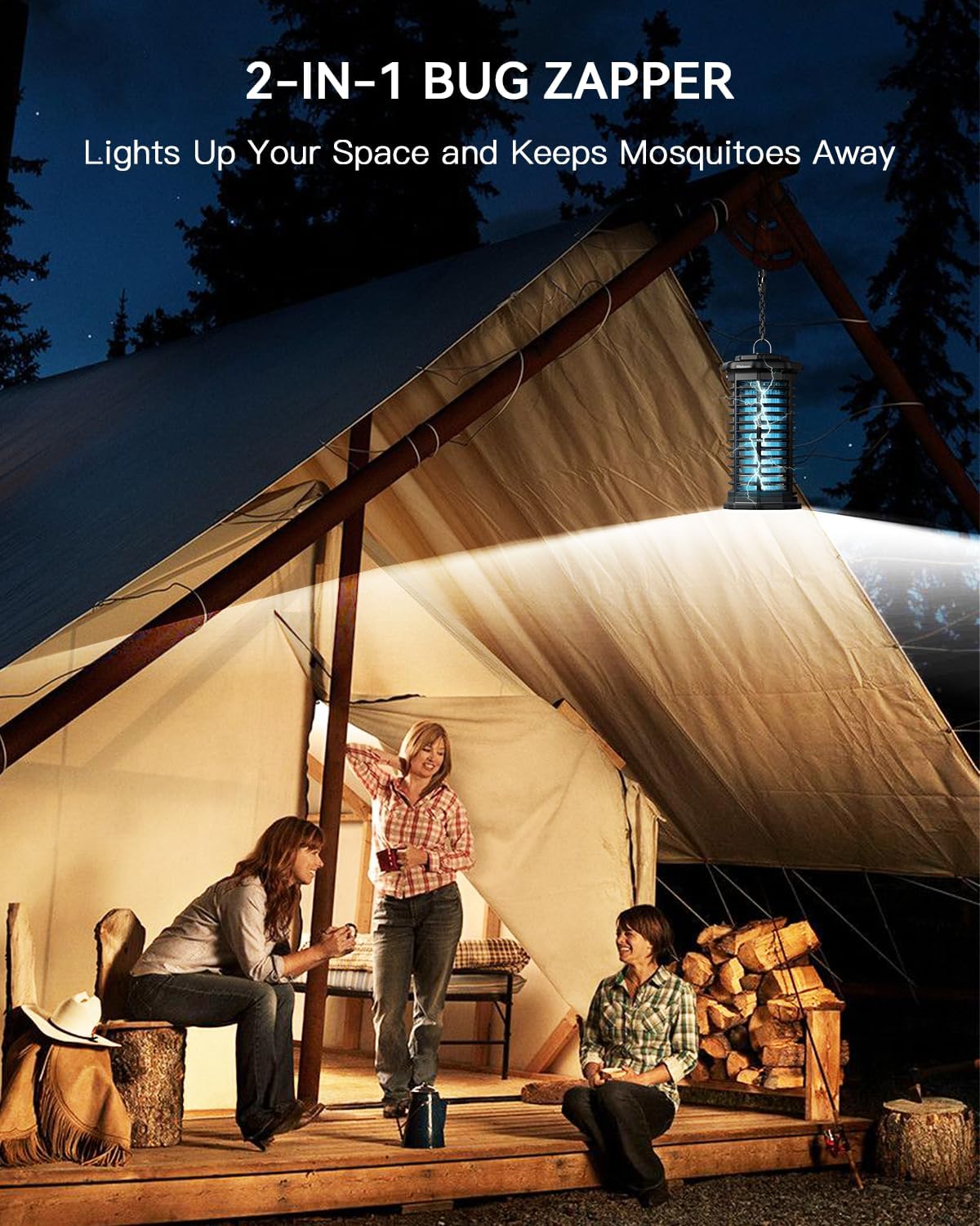 Minimoon Bug Zapper Outdoor 4000V Powerful Electric Mosquito Zapper, 15w Fly Trap Outdoor, IPX4, Corded Fly Zapper for Indoor, Yard, Backyard, Patio, Camping (Black with LED Lighting)