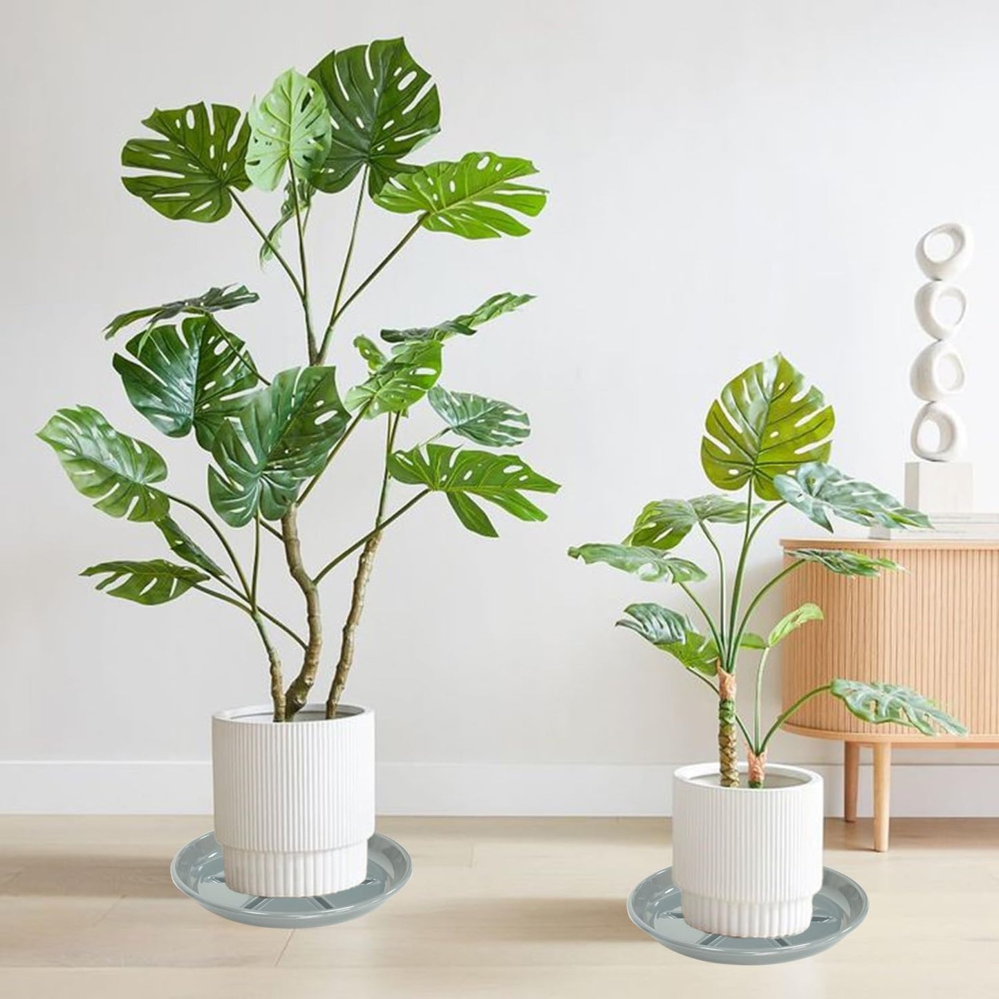 6 Pack of Plant Saucer 12 inch, Plant Trays for Indoors No Holes, Plant Drip Trays for Indoors Outdoor, Plant Water Tray for Planters, Gray