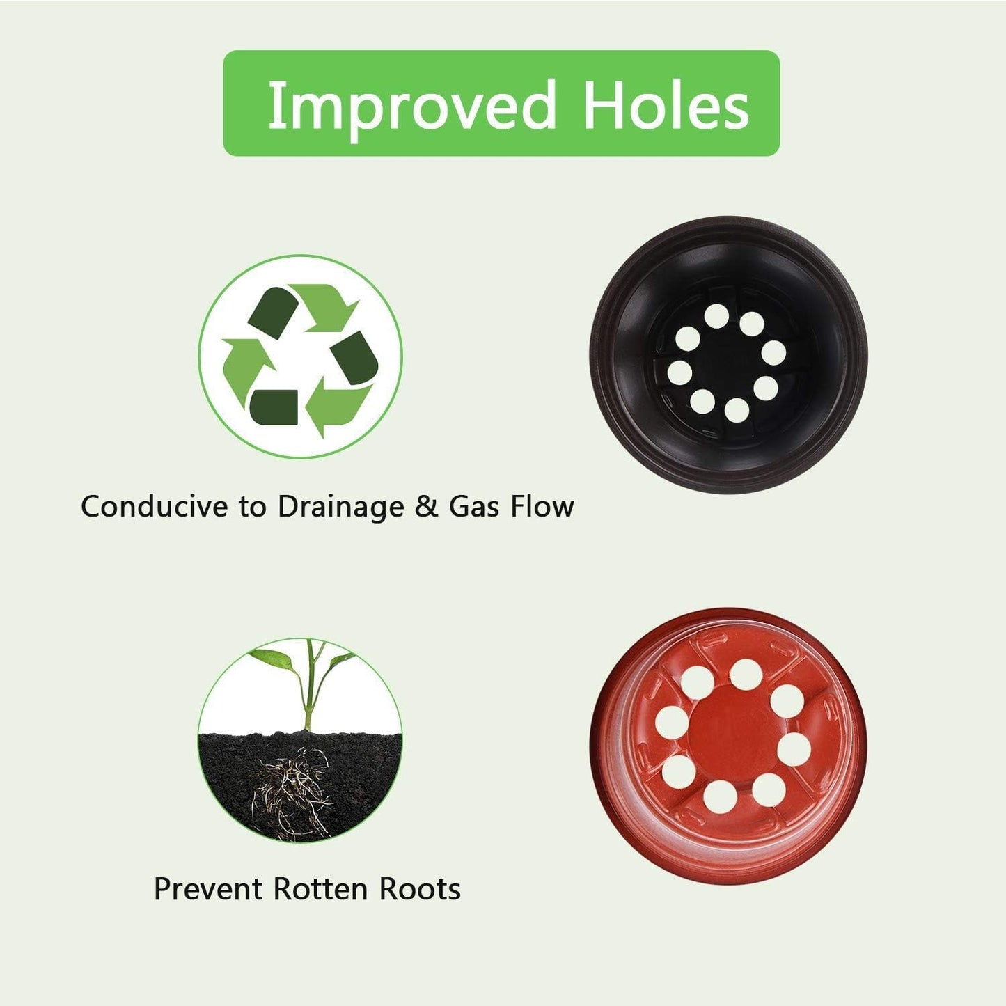 Augshy Plant Pots,40 Pcs 4" Plastic Plant Nursery Seed Starting Pots Nursery Pots for Succulent Seedling Cutting Transplanting