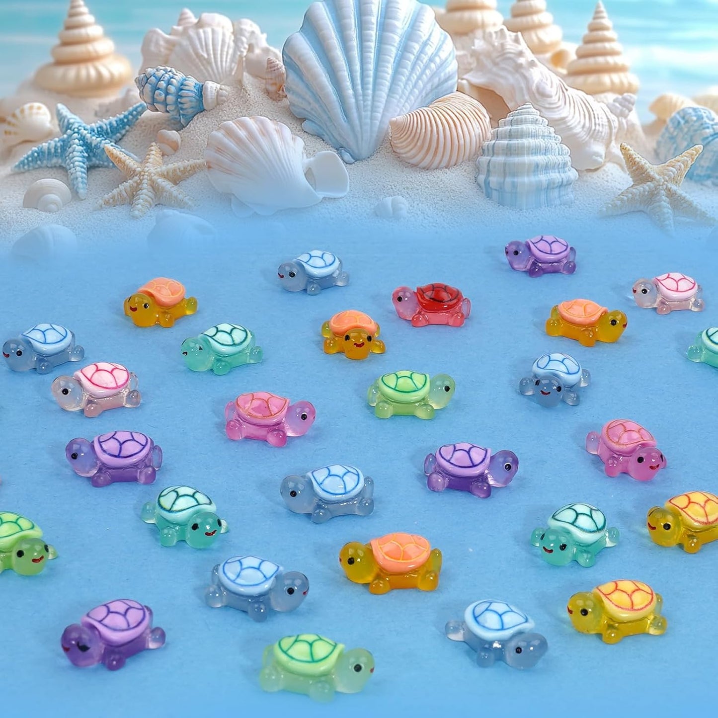 Mini Resin Turtles Figures to Hide, 72 PCS Tiny Resin Animal Figurines Little Small Plastic Turtles Miniature Festival Rave Trinkets Bulk Glow in the Dark for Micro Fairy Garden Aquarium Decor