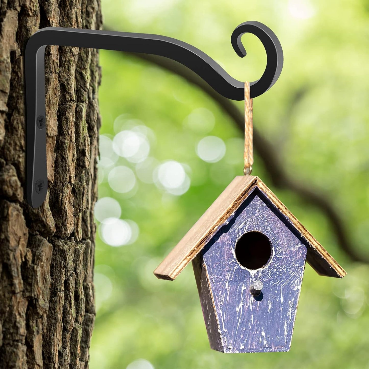 Gtongoko 2 Pack 6 Inch Plant Hangers Outdoor Metal, Plant Hooks for Wall Indoor, Outdoor Hooks for Hanging Bird Feeders, Plant Bracket, Lanterns, Wind Chinme, Black