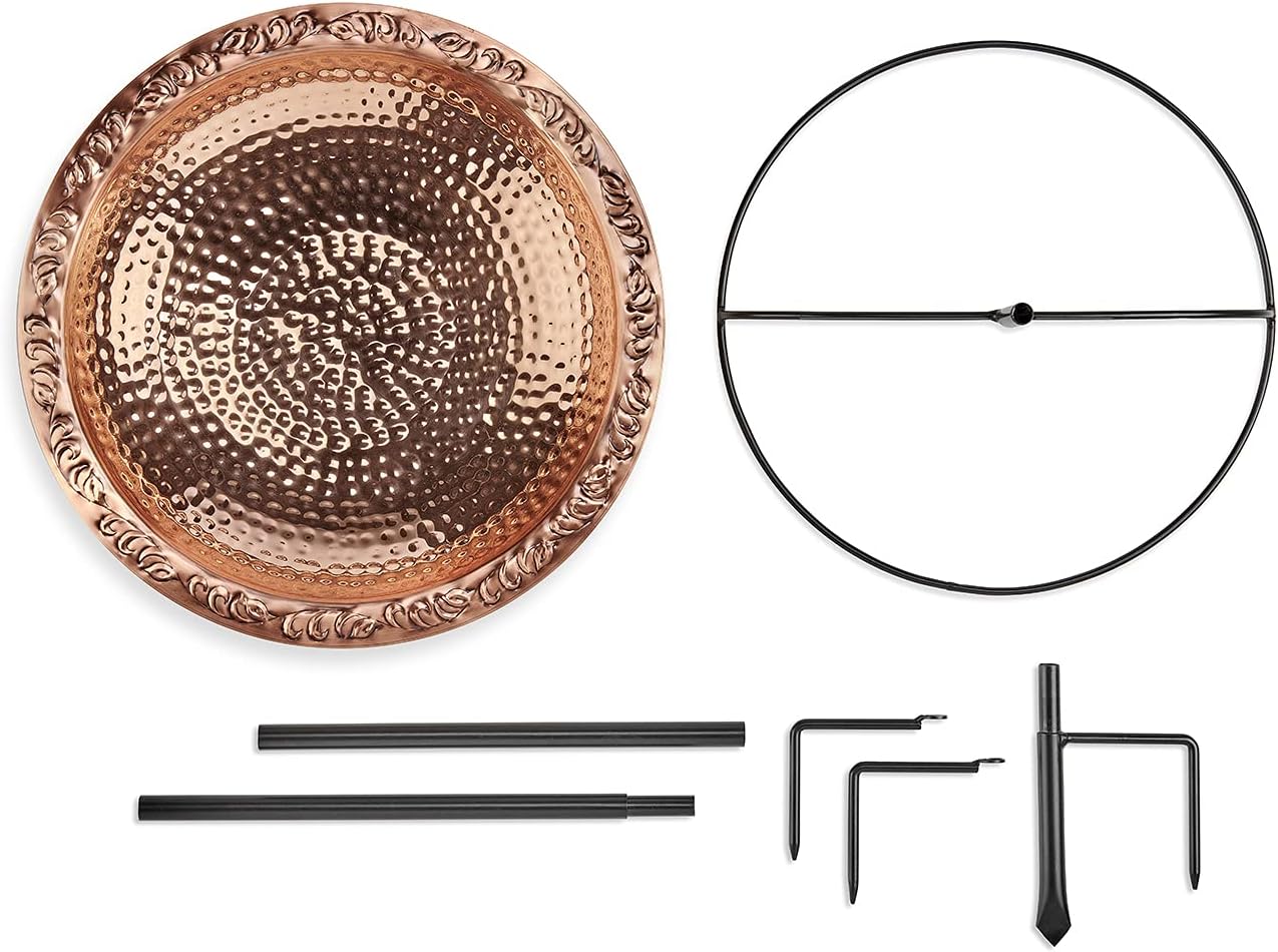 Good Directions BBG18 Copper Bird Bath, Includes Garden Pole, 18” Diameter Basin, Polished Copper