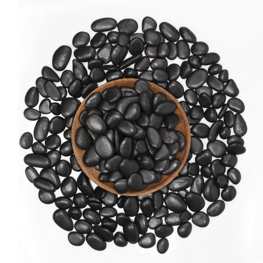 20 lbs Black River Rocks - Large Polished Black Pebbles for Plants & Garden Decorative Stones，0.5-1" Polished Pebbles for Landscaping, Fish Tanks, Flower Pots, Water Fountains