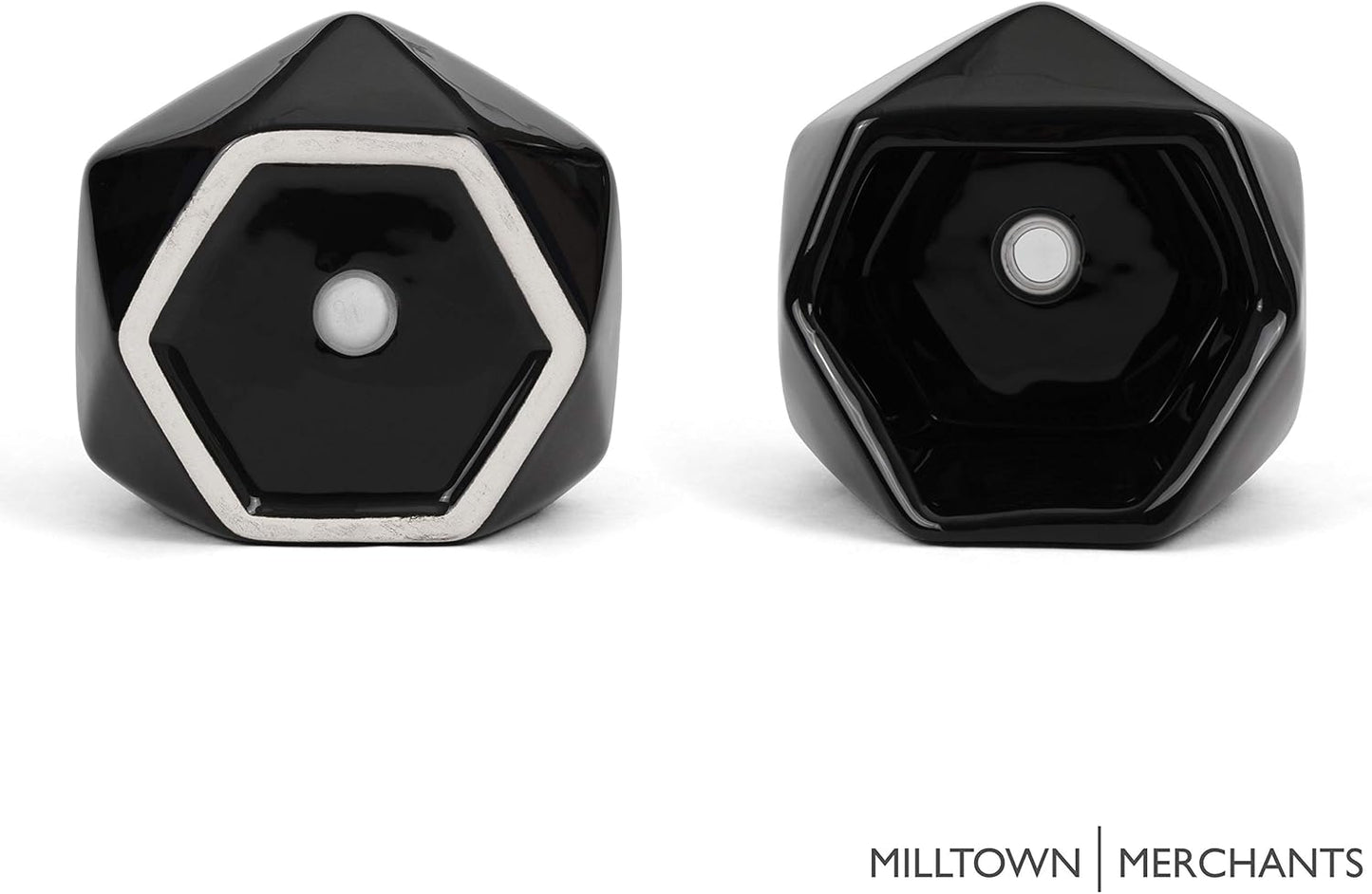 Milltown Merchants Succulent Wall Planter - Black Ceramic Mounted Planter - Succulent Plant Pot - Hanging Vase for Living Wall (1 Pack/Geometric/Black)