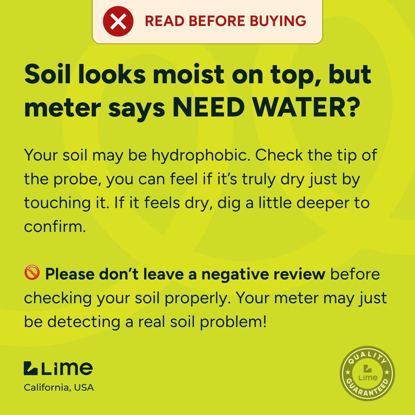 GROWIT Plant Moisture Meter Houseplants - Accurate Plant Water Meter for Indoor Plants Soil Moisture Meter Stocking Stuffers Gift for Mom Dad Adults - No Battery Needed