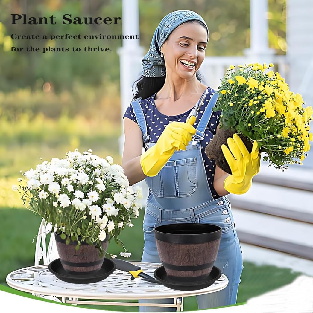 2 Pack of 22 inch Extra Large Plant Saucer, Extra-Deep 3.4" Plant Tray, Bird Bath Bowls for Garden, Plastic Pot Trays for Indoors Outdoors, Water Catcher for Gallon Grow Bags 19-22" (22", Black)