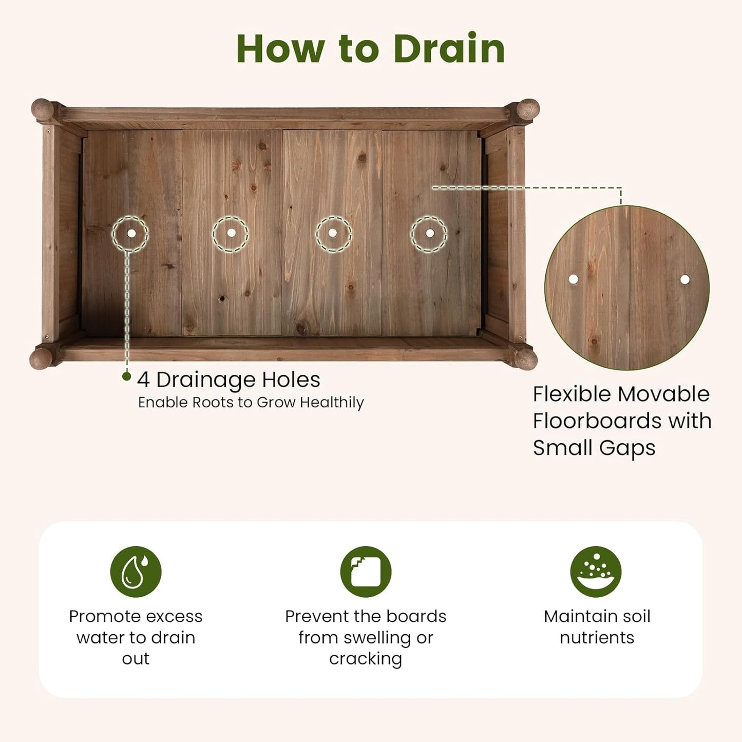 Giantex Wood Raised Garden Bed, 46"x24"x16" Rectangular Planter Box w/Drainage Holes for Growing Vegetables, Flowers, Herbs, Fruits, Easy Assembly, Outdoor Planting Bed for Backyard, Garden, Lawn