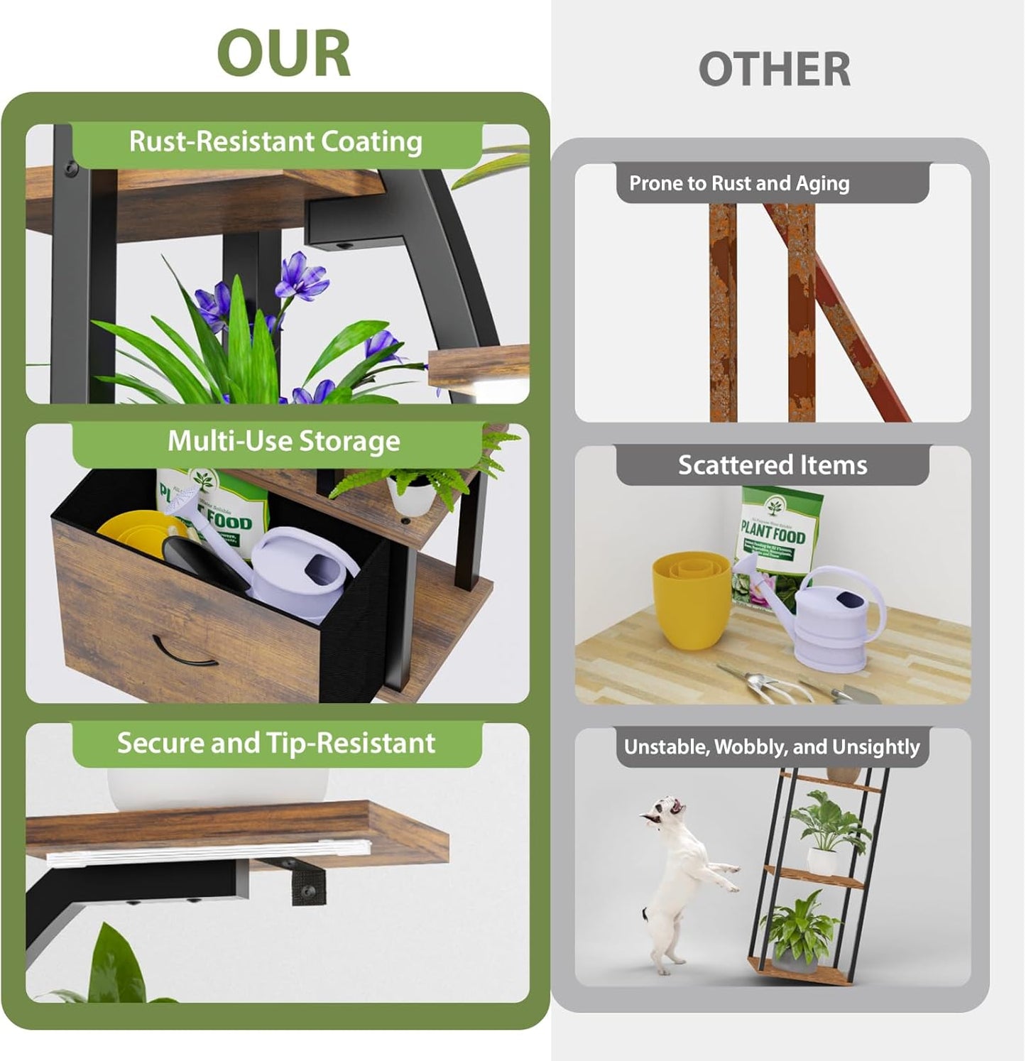 Plant Stand Indoor with Grow Lights - 9 Tiered Plant Shelf Indoor with Drawer, 65" Corner Plant Stand for Indoor Plants, Lighted Large Plant Stands, Flower Rack Display for Living Room, Garden, Patio