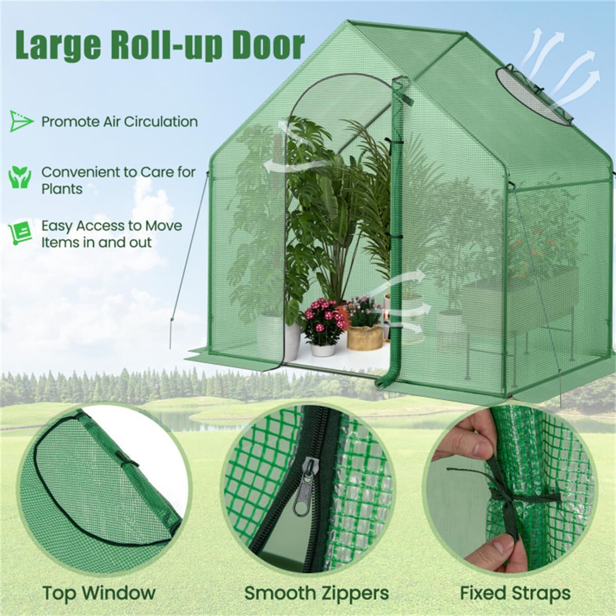 71x40x66 Walk-in Mini Greenhouse Kit for Outdoors with Durable Greenhouse Plastic Cover, 4-Tier Small Green Houses for Outside Gardening & Plant Protection, Portable Indoor Green House