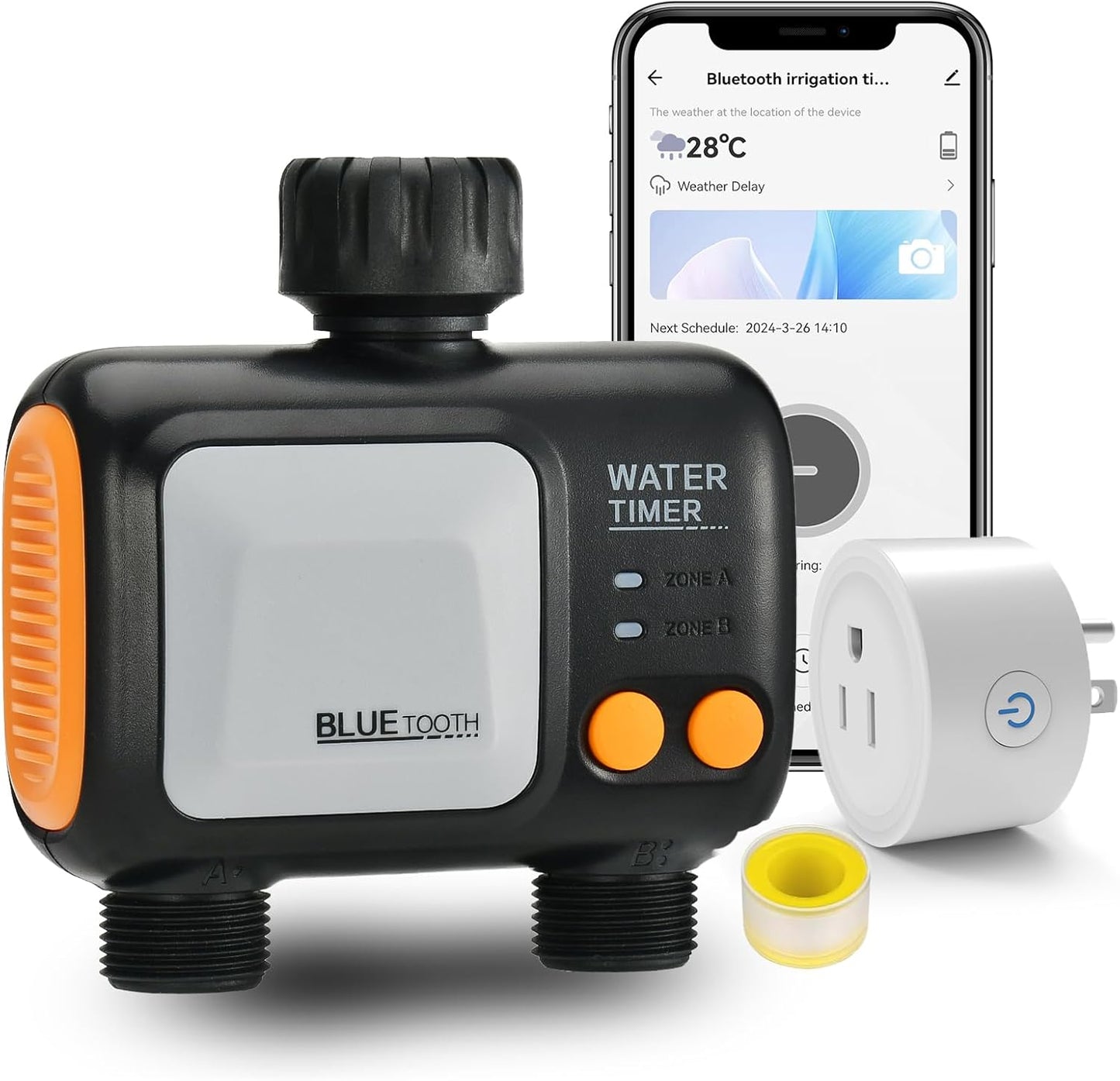 Smart WiFi Water Timer for Garden Hose - 2 Zone Sprinkler Timer with WiFi Hub - Hose Timers for Watering with Rain Delay - Irrigation Sprinkler Controller for Garden Lawns - Works with Alexa