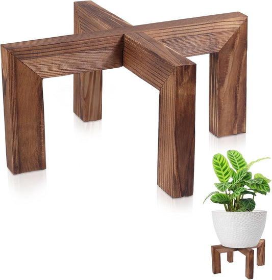 Plant Stand, Indoor/Outdoor Wood Plant Holder, Single Flower Pot Stand, Sturdy Planter Stand