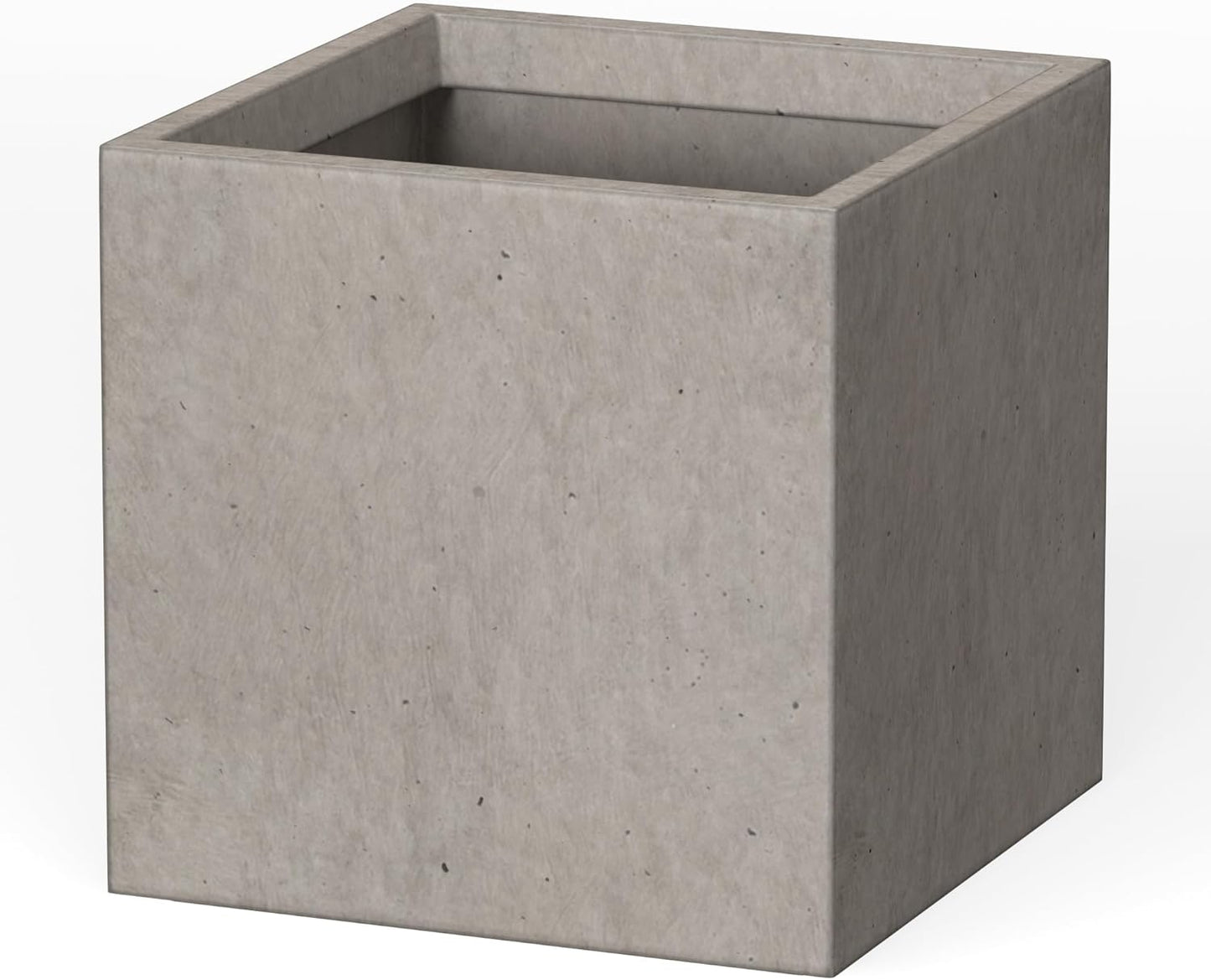 Kante 10 Inch Square Concrete Planter for Outdoor Indoor Home Patio Garden, Large Plant Pot with Drainage Hole and Rubber Plug, Weathered Concrete