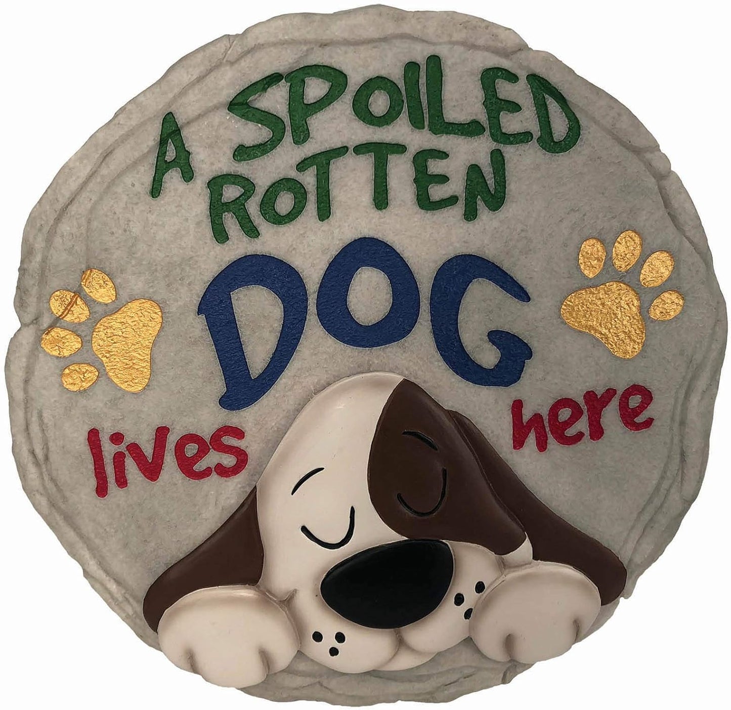 Spoontiques - Garden Décor - Spoiled Rotten Dog Stepping Stone - Decorative Stone for Garden