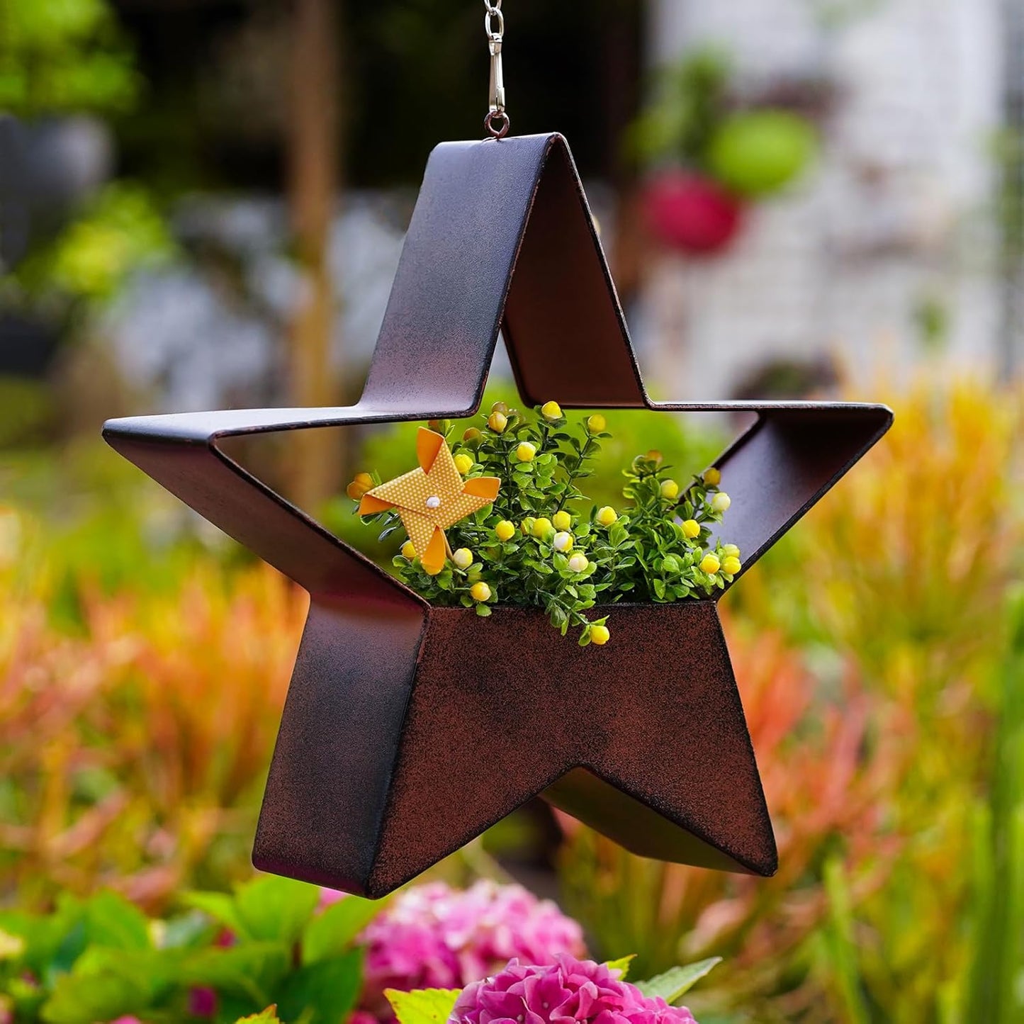 Metal Plant Hangers Indoor and Outdoor: Birthday Gifts for Women Mom Wife Garden Lovers - Rustic Star Shape Hanging Planters Perfect for Window Wall Living Room Office Decor