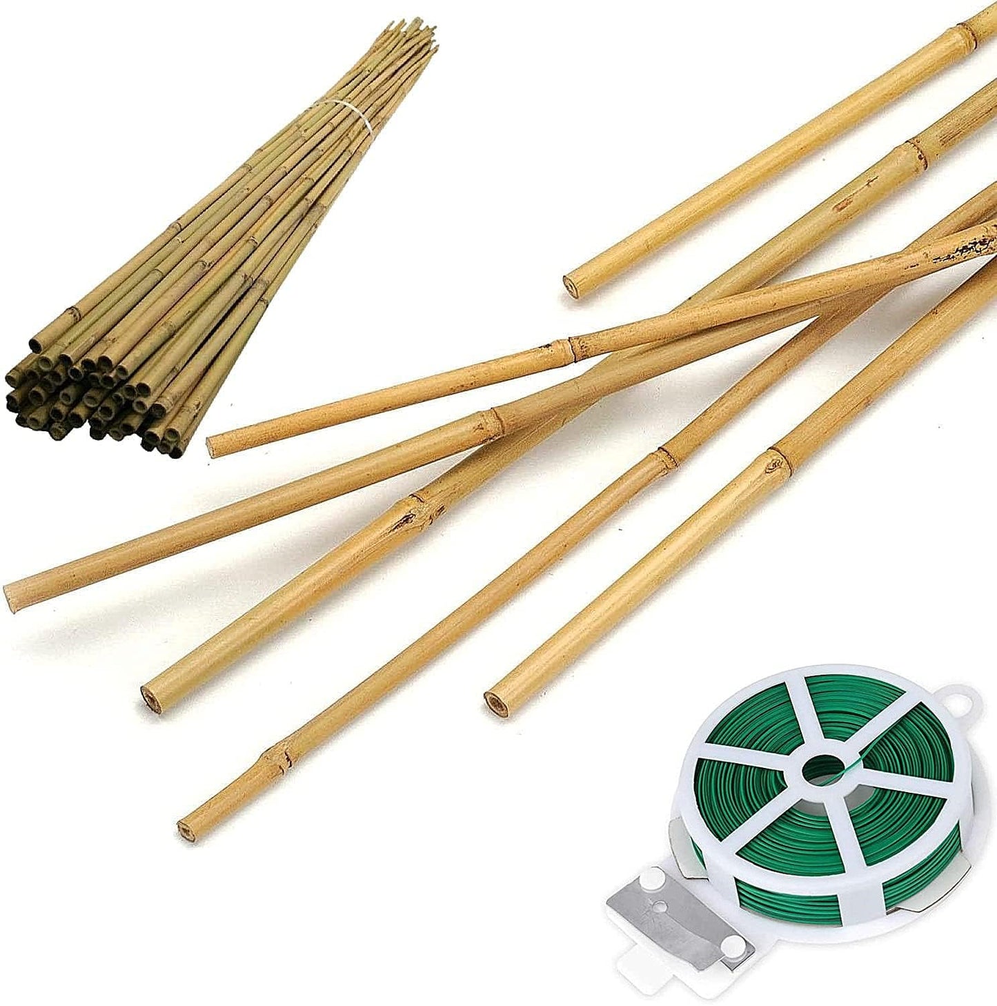 50 Pack 5ft Bamboo Plant Stakes for Wood Garden Sticks，Wooden Plant Supports，Bamboos，Bamboo Trellis，Crafts, More Size Choices 8"/12"/16"//2'/3'/4'/5'/6'