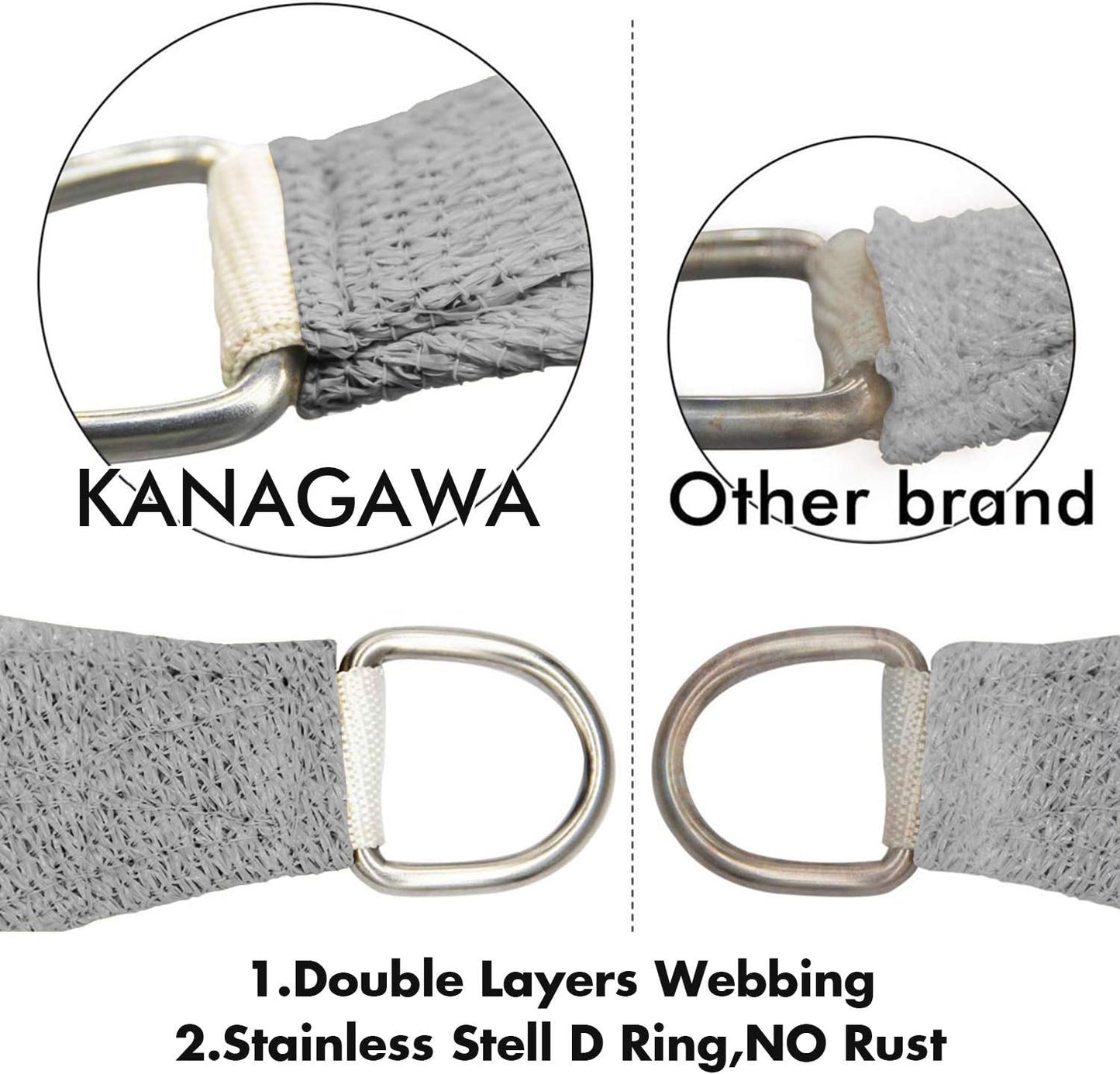 KANAGAWA Sun Shade Sail 12'x12' Gray Square UV Block Canopy Awning Shelter Fabric Cloth Screen for Outdoor Patio Garden Backyard