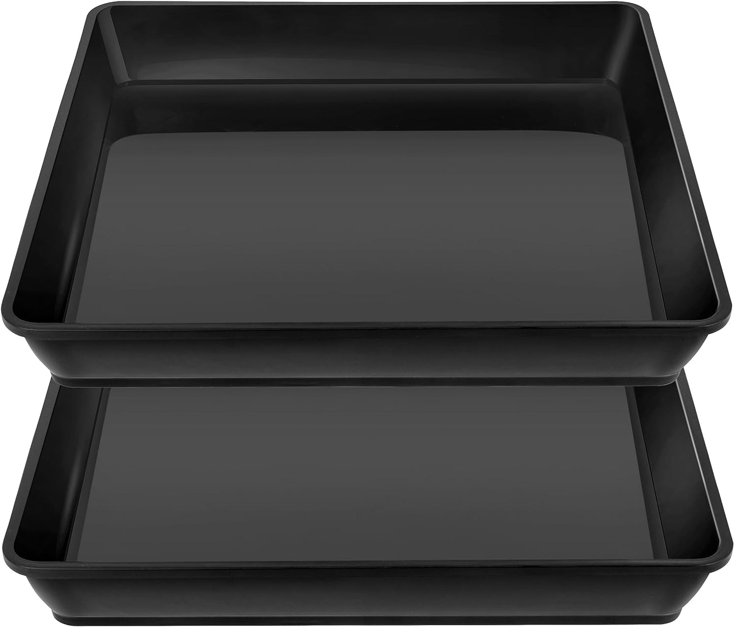 Square Plant Saucer 20 22 Inch 2 Pack, Extra Large Plant Saucers, Deep Plant Trays for Pots, Heavy Plastic Water Tray Tor Plants, Planters for Indoors and Outdoors Plants (20 inch Black)