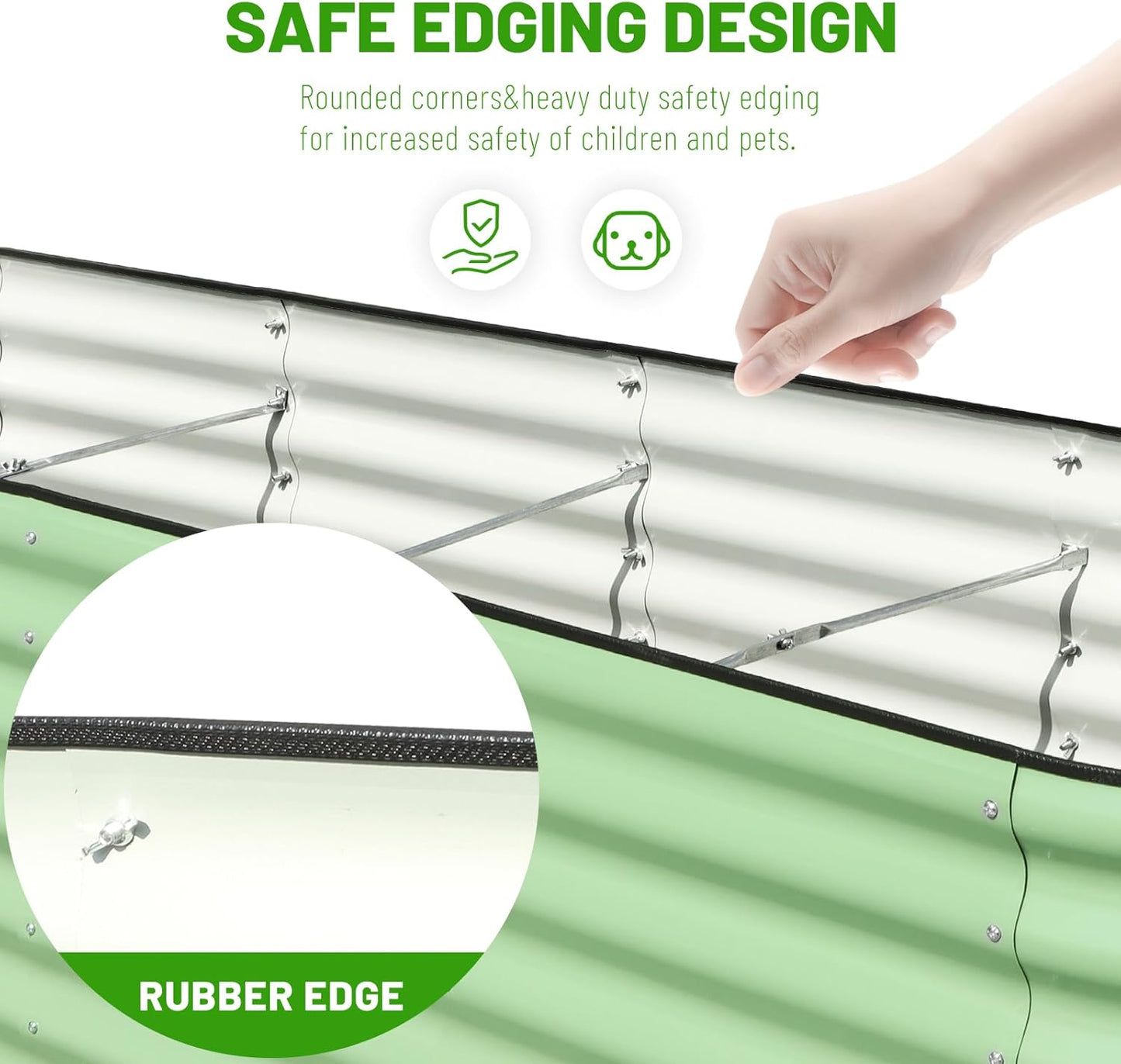 SnugNiture 8x2x2ft Raised Garden Bed Kit, 24" Tall Outdoor Metal Raised Planter Box for Planting Plants Vegetables Flowers Fruits, Green