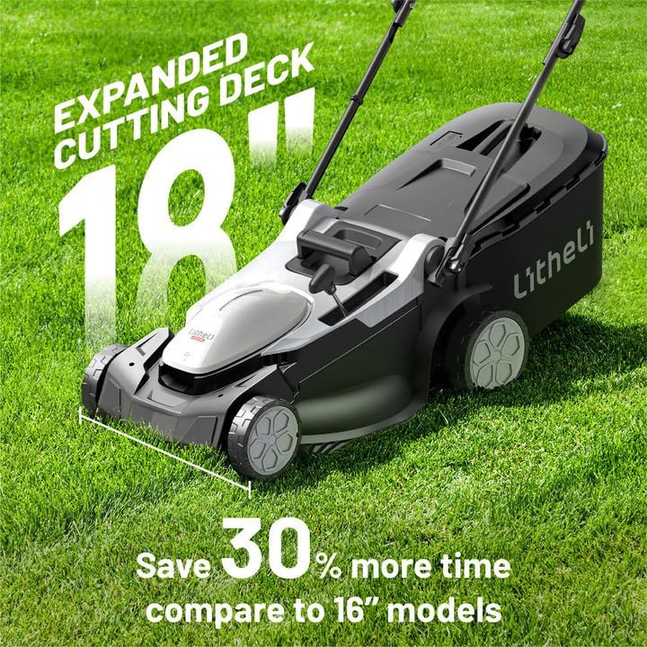 Litheli 18-inch 40V Brushless Lawn Mower for Garden Yards, Lightweight Cordless Lawn Mower Battery Powered with 6-Position Height Adjustment, 2x4.0Ah Battery Include