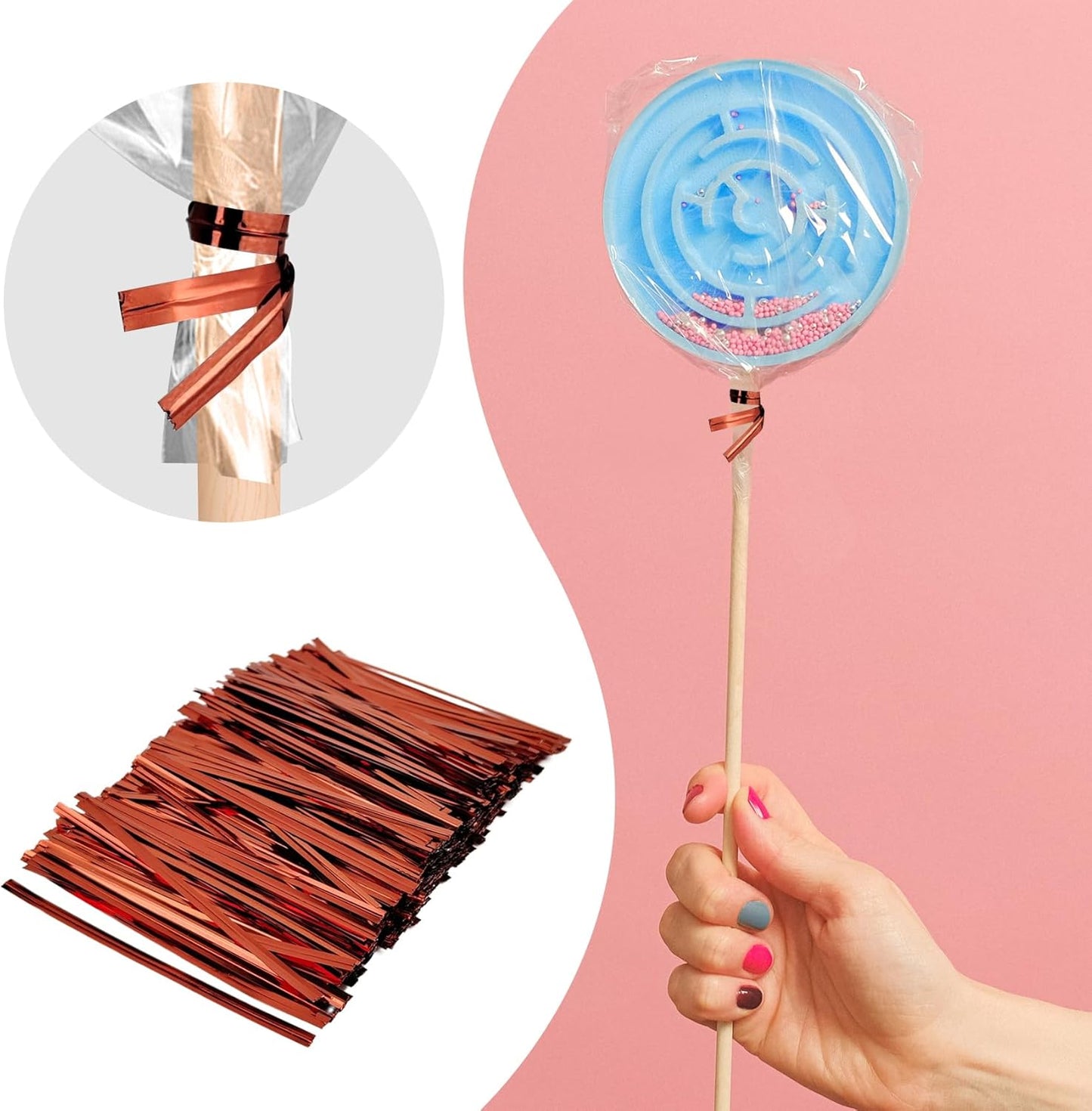 400 Pcs Metal Twist Ties 4 Inches Twist Straps for Bread Bags Candy Bags Snack Bags Halloween Party Cake Favor (Red)