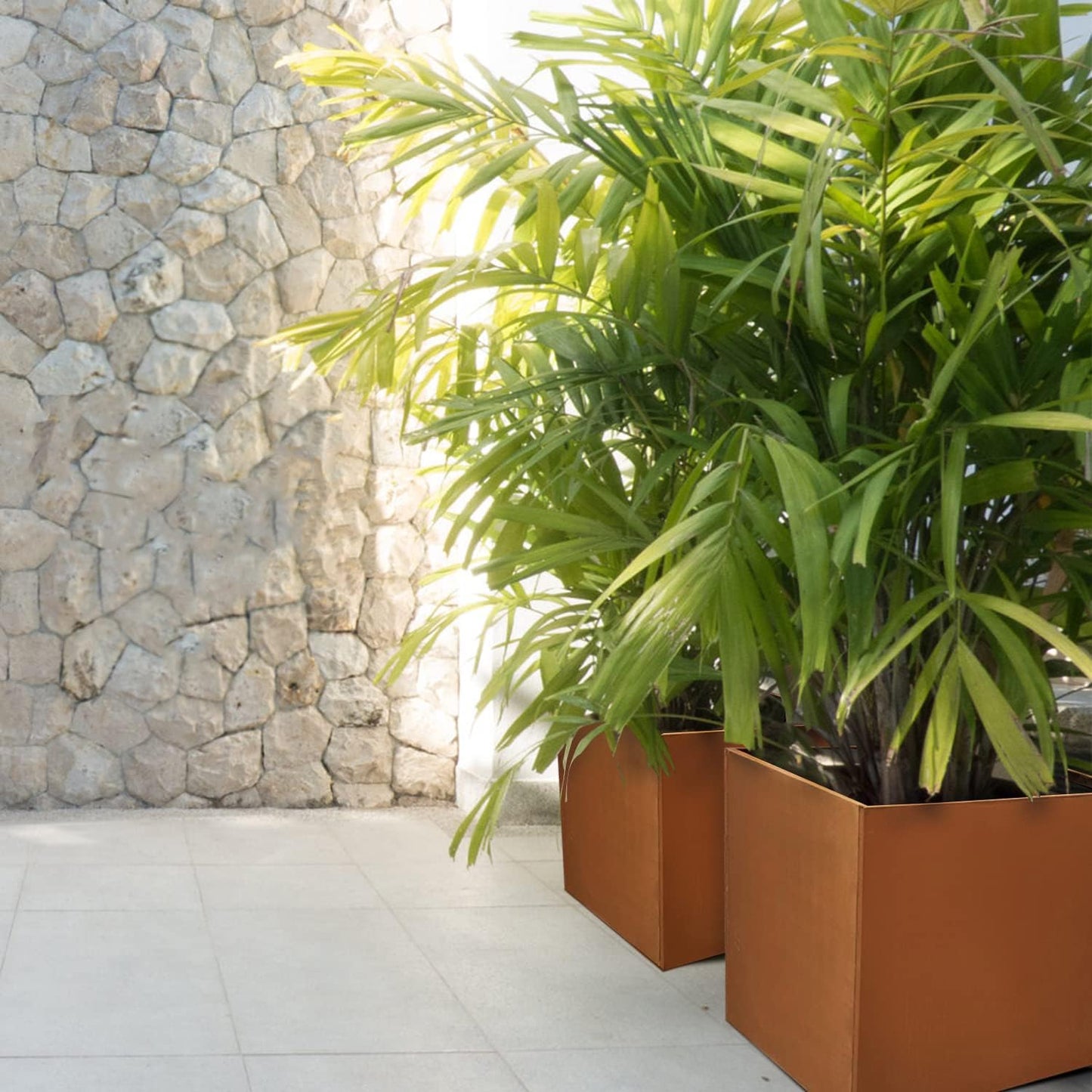 Corten Steel Planter Metal Square Planter Tall Cube Rustic Steel Planters 27.6 Inch Durable Antique Detached for Outdoor Commercial Residential Garden Patio Deck and Backyard