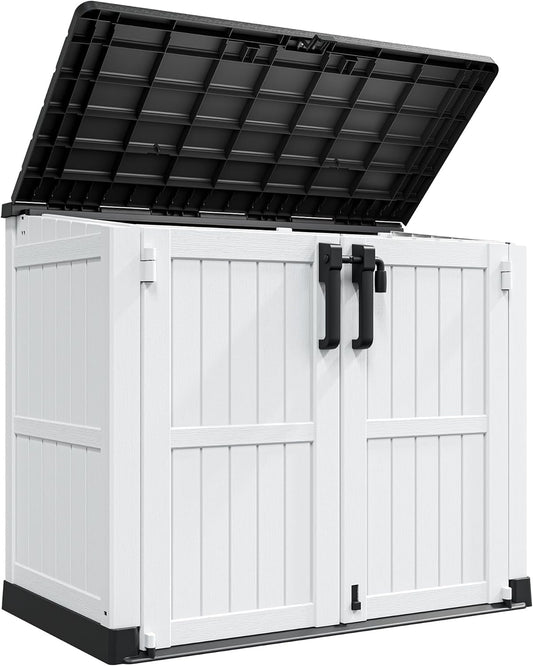 Outdoor Storage Cabinet 36 Cu Ft with Lockable Doors, Portable Horizontal Resin Storage Shed -Easy to Assemble, Waterproof Outdoor Storage Box for Backyards,Patios