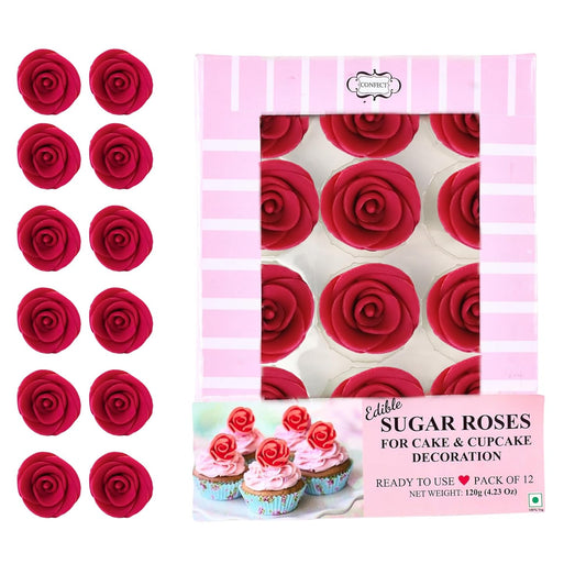 Confect Edible Flower | Edible Flower for cake decorations | Edible Flower Cupcake Toppers | Cupcakes & Doughnut Edible Toppers | Edible Neon Pink Flower- Vegan, Gluten-Free, Soy-Free, Dairy-Free, Palm Oil-Free -Pack of 12