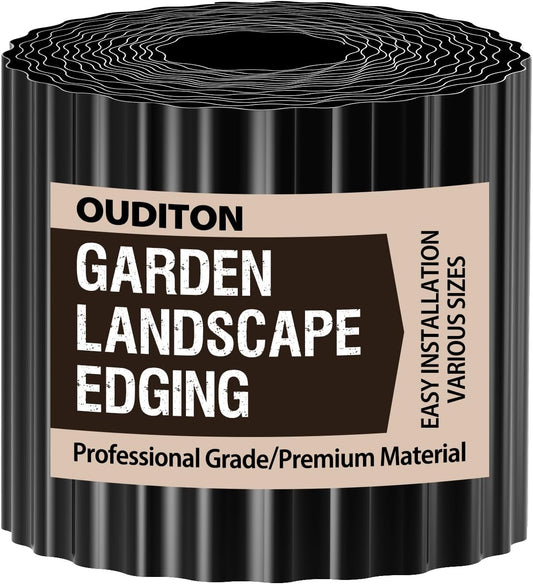 Used for DIY Metal Ripple Landscape Edging, Sturdy and Durable Garden Edging Border, Lawn and Tree Surround Fence Design (Black, 6"×20 Ft)