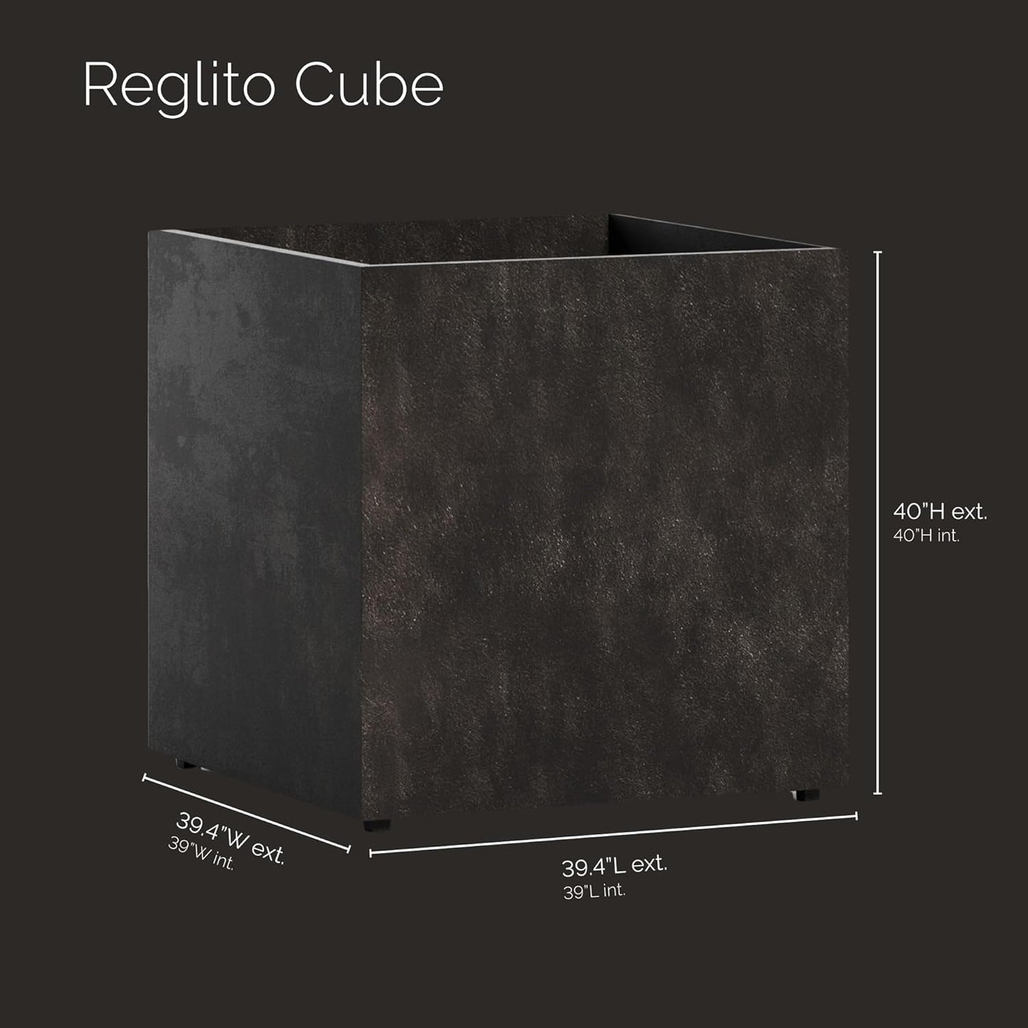 Reglito Cube Planter - 39.4 in x 39.4 in x 39.4 in - Brown Stone