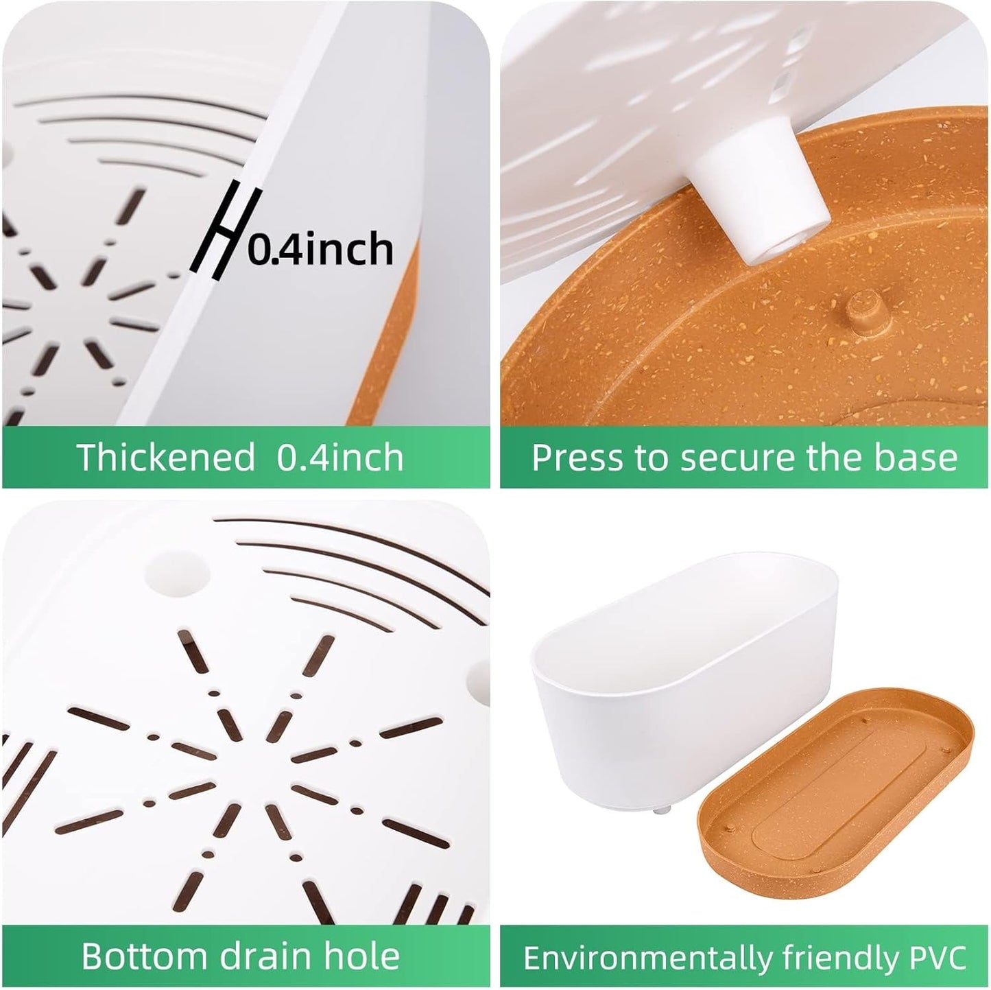 QCQHDU 16" L x 7.6" W x 7" H Window Planter Box, 2 Pack Self Watering Pots for Indoor Plants with Drainage Holes & Saucer, Outdoor Flower Pots Home Garden Modern Decor