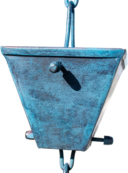 Nutshell Stores Medium Square Cups Rain Chain - Patina - 8 Feet