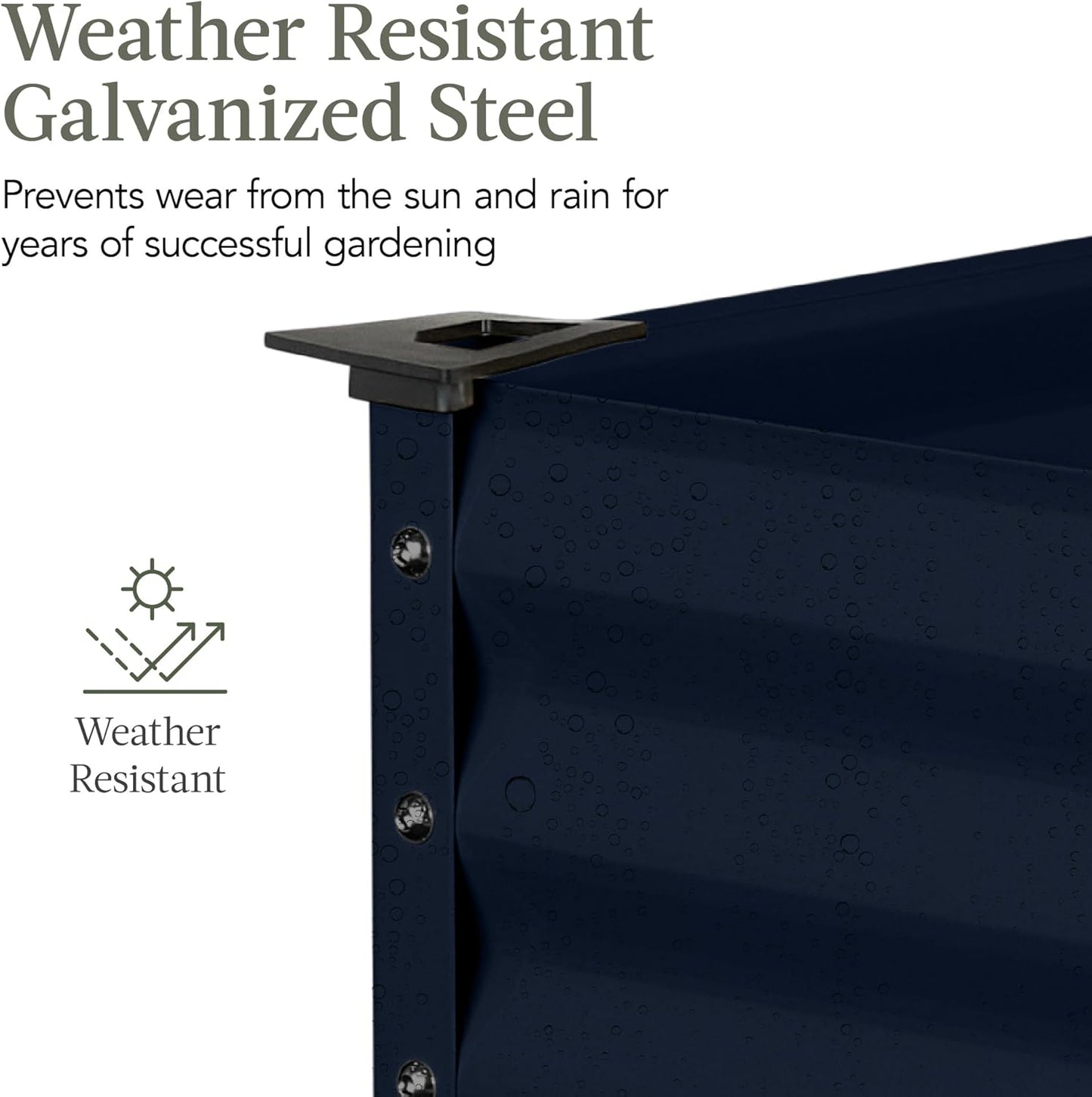 Best Choice Products 48x24x30in Galvanized Raised Garden Bed, Metal Elevated Planter Box, Vegetable Garden for Backyard, Patio, Balcony - Navy Blue