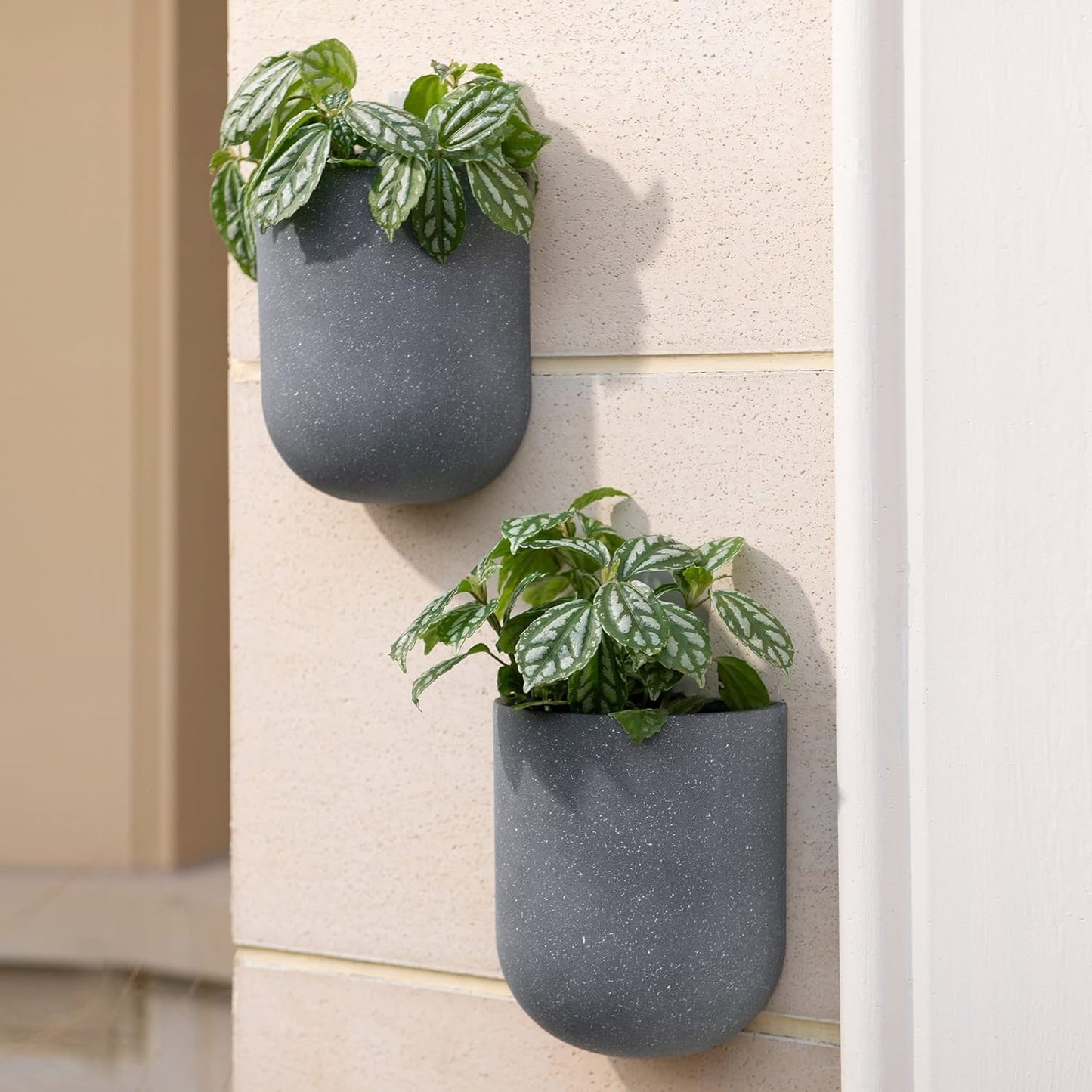 LA JOLIE MUSE Wall Hanging Planters for Indoor Plants，Hanging Flower Pots for Air Plants Succulent, Set of 2, 6 Inch, Weathered Gray