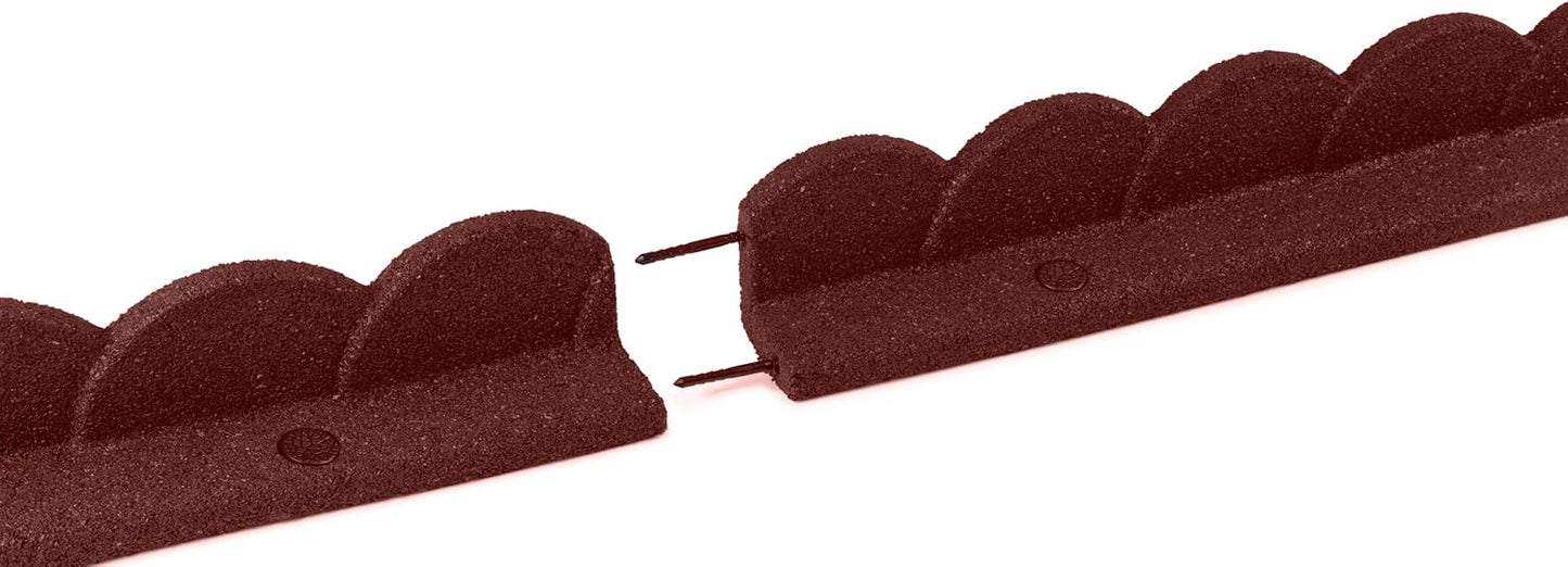 Playsafer L Shaped Flexible Rubber Scalloped Edger for Lawns Landscaping and Playground | Easy No Dig Installation| 4' Long (2, Red)