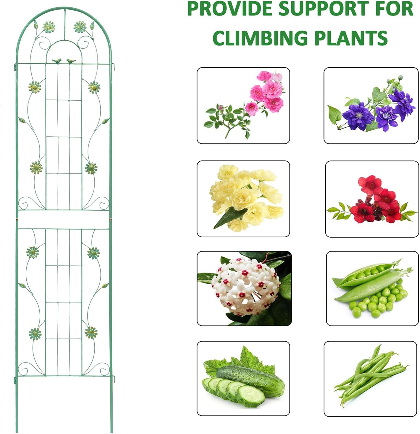 4 Pack Metal Garden Trellis 71" H Garden Fence Rustproof Trellis for Climbing Plants Support Roses Flower Outdoor Lawn, Blue Green