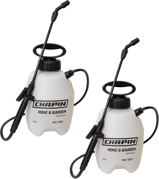 Chapin International 16109 1-Gallon Value Pack Lawn and Garden Pump Sprayer, Made in The USA, for Spraying Weeds, Insects, Fertilizers, 2-Pack, Translucent White