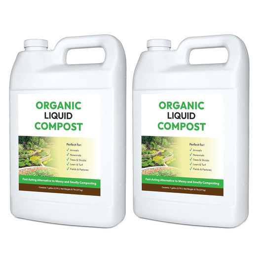 FOOP Organic Liquid Compost: Fast-Acting Alternative to Messy and Smelly Composting | Compost Tea Concentrate Perfect for Brewing Compost Teas (1 Gallon, 2 Pack, Treats Up to 40,000 Sq.Feet)