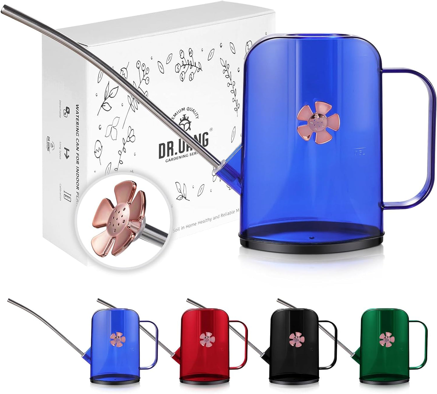 Watering Can Indoor for House Plants Small Watering cans with Long Spout Flower Model Sprinkler Head 1.2L (Blue, 1.2L)