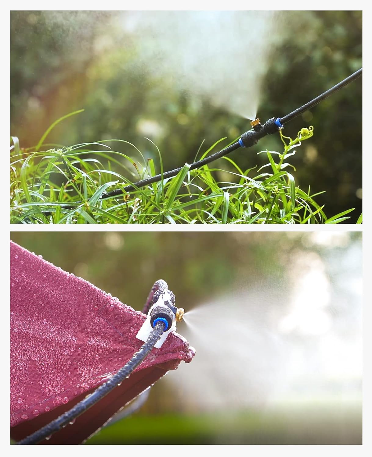homenote Misting Cooling System 59FT (18M) Misting Line + 20 Brass Mist Nozzles + Brass Adapter(3/4") Outdoor Mister for Patio Backyard Garden Greenhouse Watering