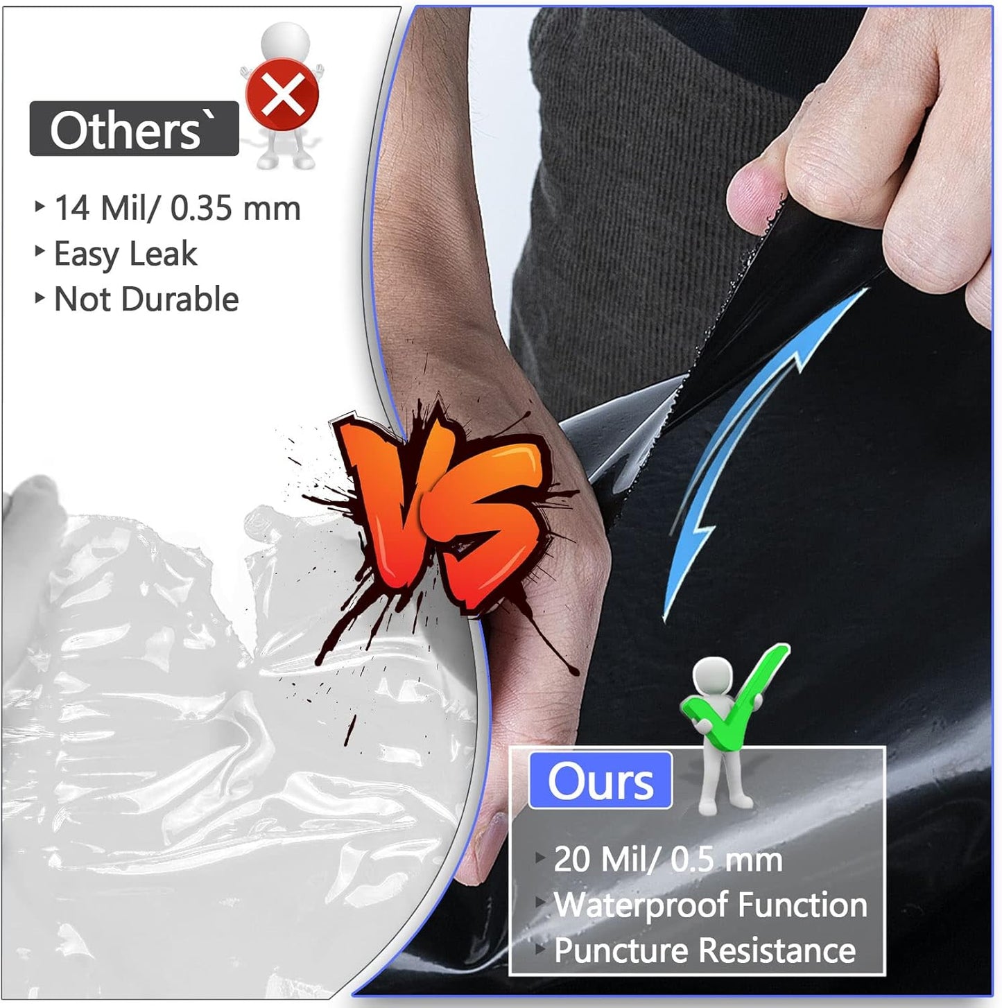 ToLanbbt Pond Liner 13 x 20 Ft HDPE Pond Liners, 20 Mil UV Resistant Preformed Pond Liner Easy Cutting, Pond Liner for Natural Looking Ponds, Waterfall, Koi Pondsand Water Garden (Black)