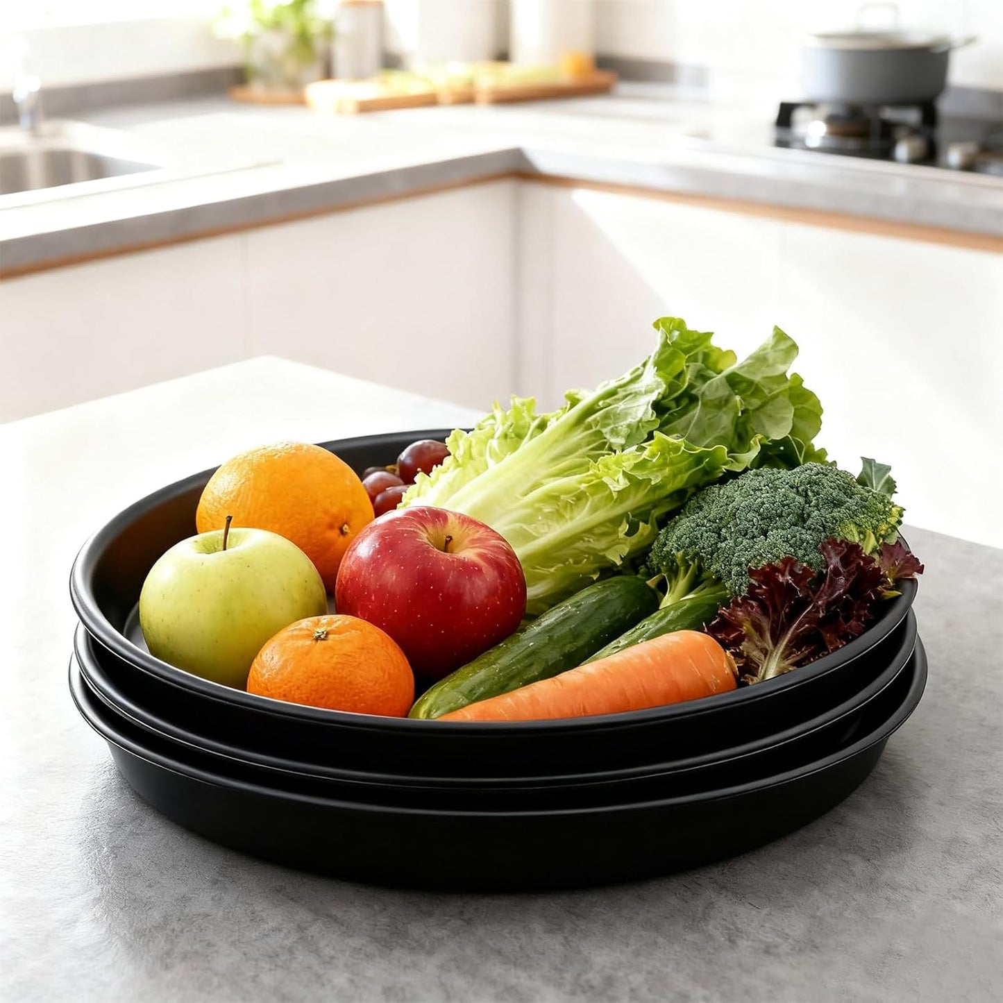 TITE Plant Saucer 14 inch,Heavy Large Planter Durable Thicker Plastic Plant Trays for Indoors and Outdoor,Plant Saucer Drip Trays,Black (14 inch, Black)