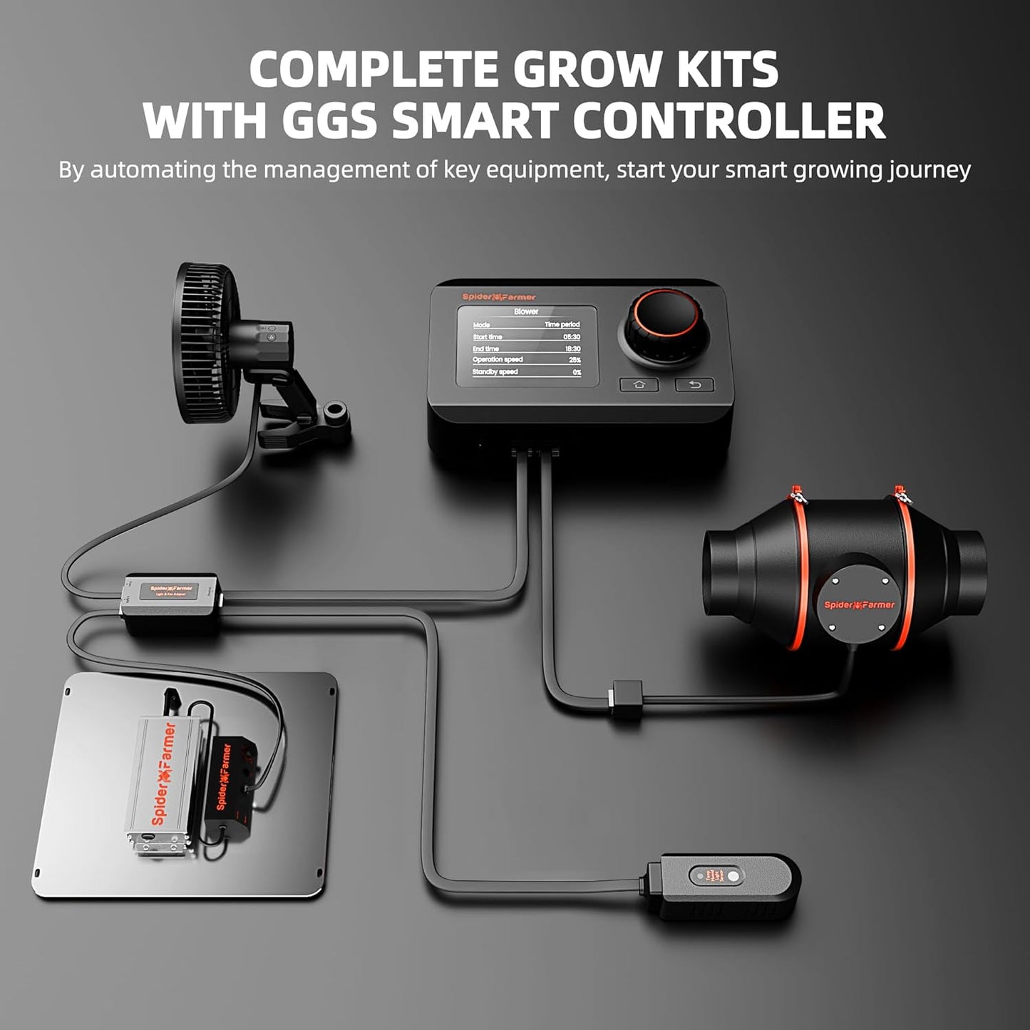 Spider Farmer EVO Grow Tent Kit Complete 2.3x2.3 SF-1000 Samsung LM301H Dimmable, Complete System 28"x28"x63" Grow Tent Set 4" Ventilation System with GGS Smart Controller & 6'' Clip Fan